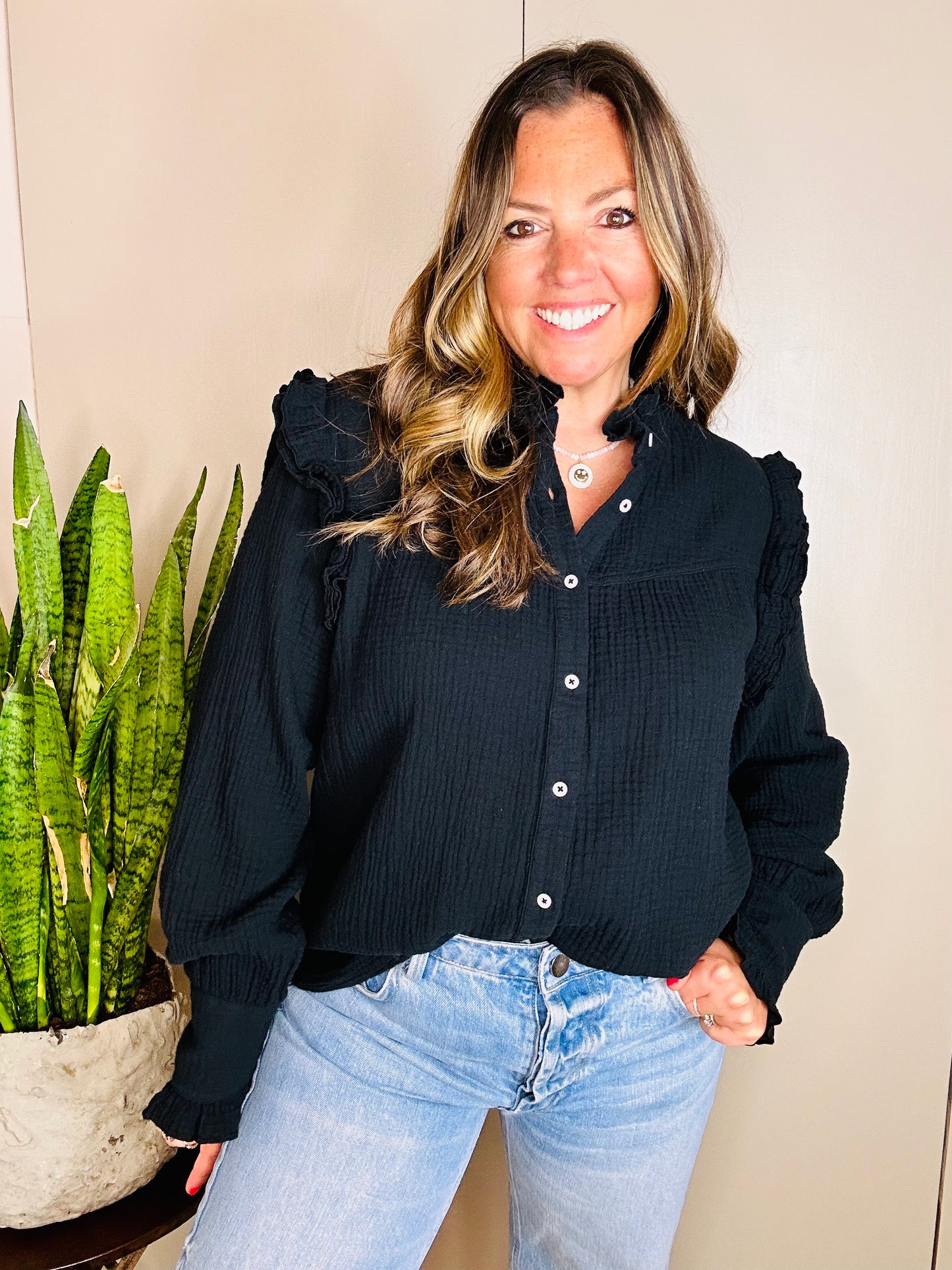 Black Frill Blouse