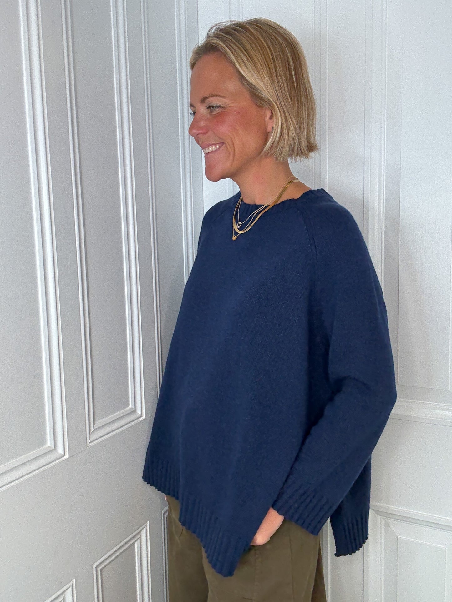 Navy Relaxed Wool Jumper