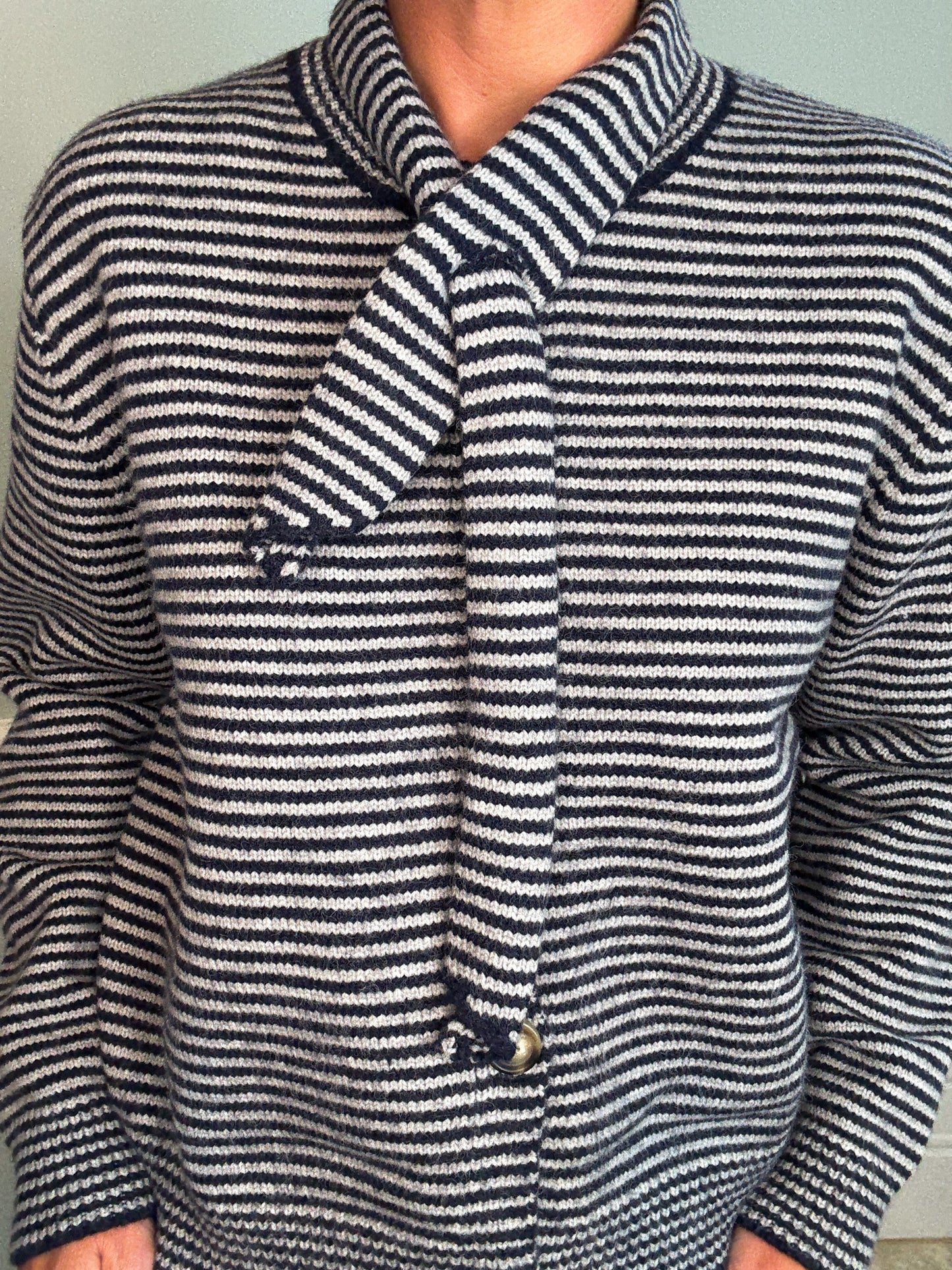 Stripe Knit Cardigan with Neck Tie