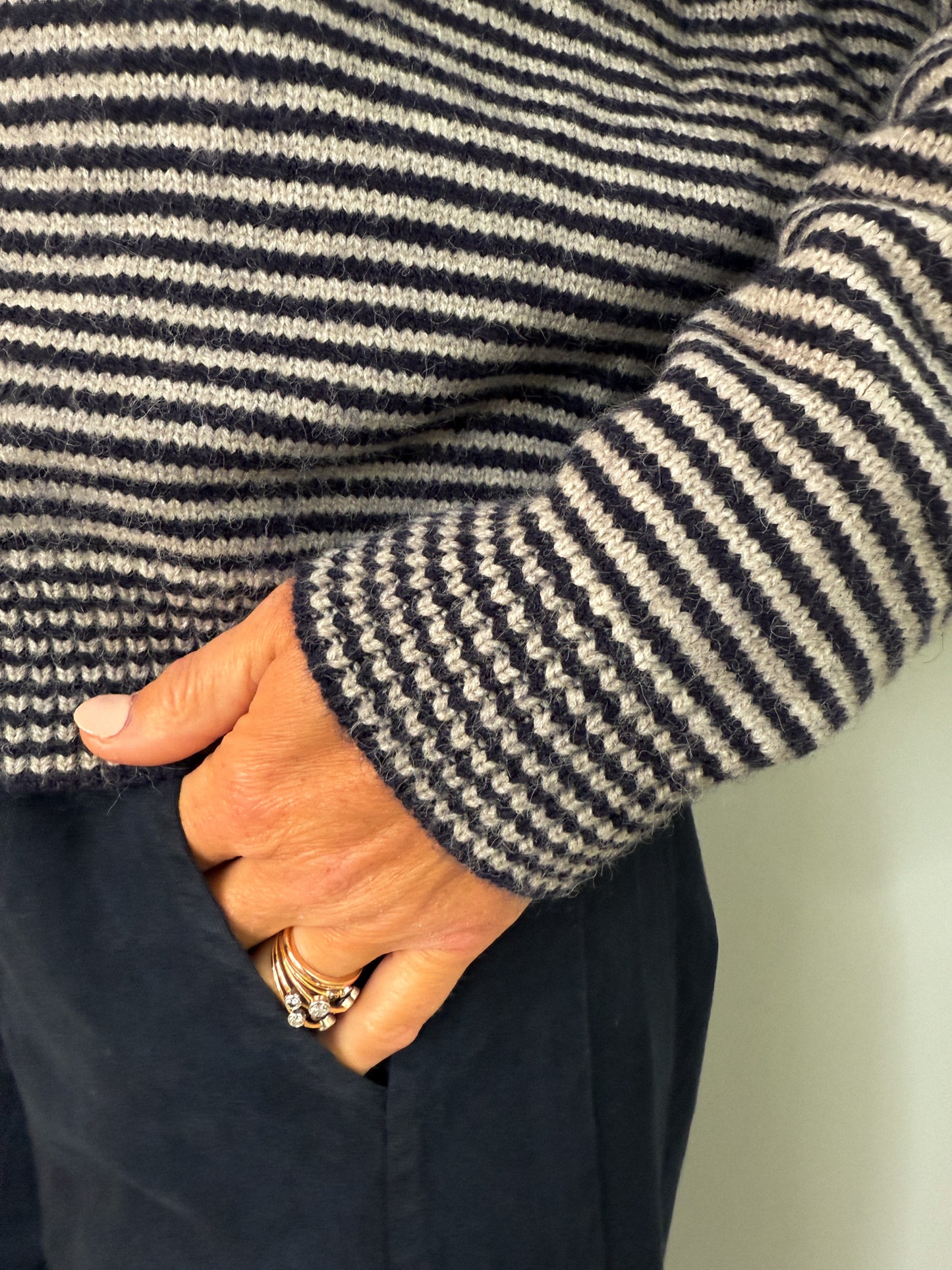 Stripe Knit Cardigan with Neck Tie