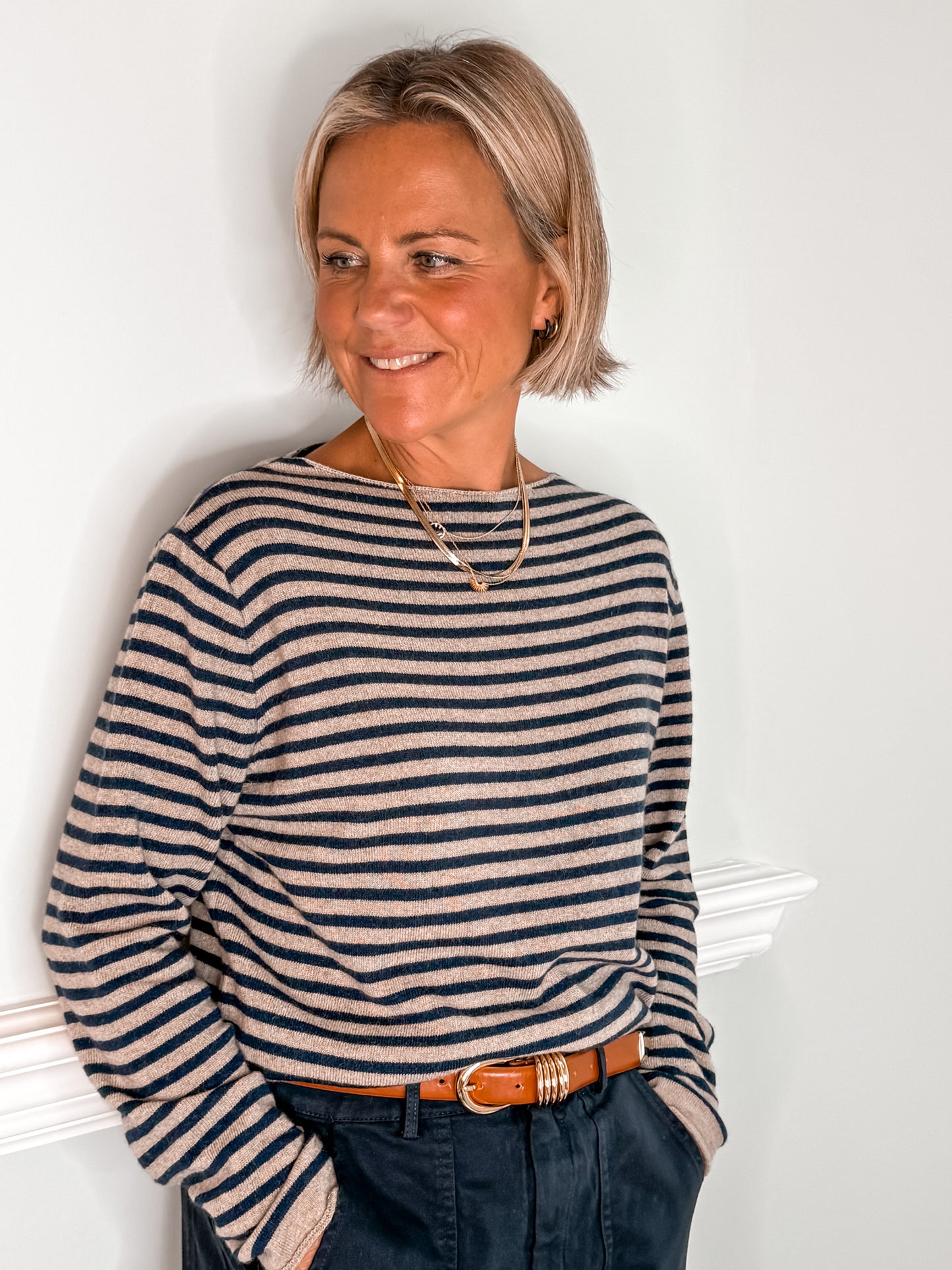 Navy Breton Knit