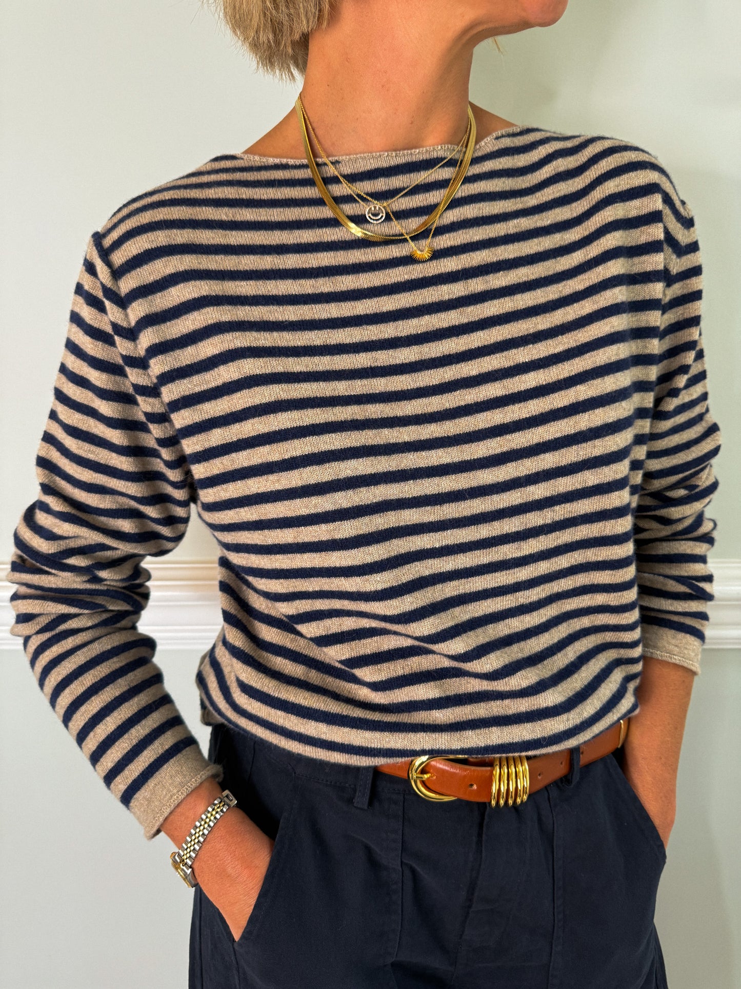 Navy Breton Knit