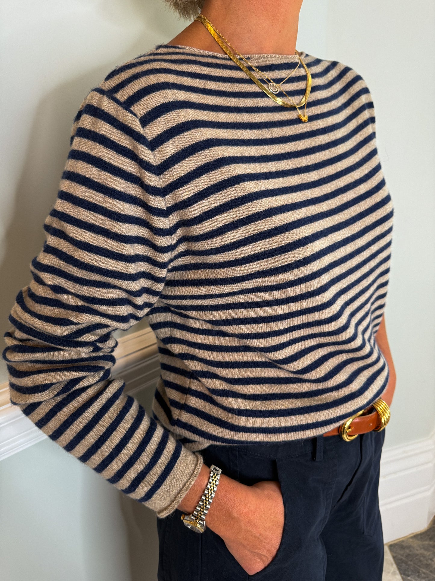 Navy Breton Knit