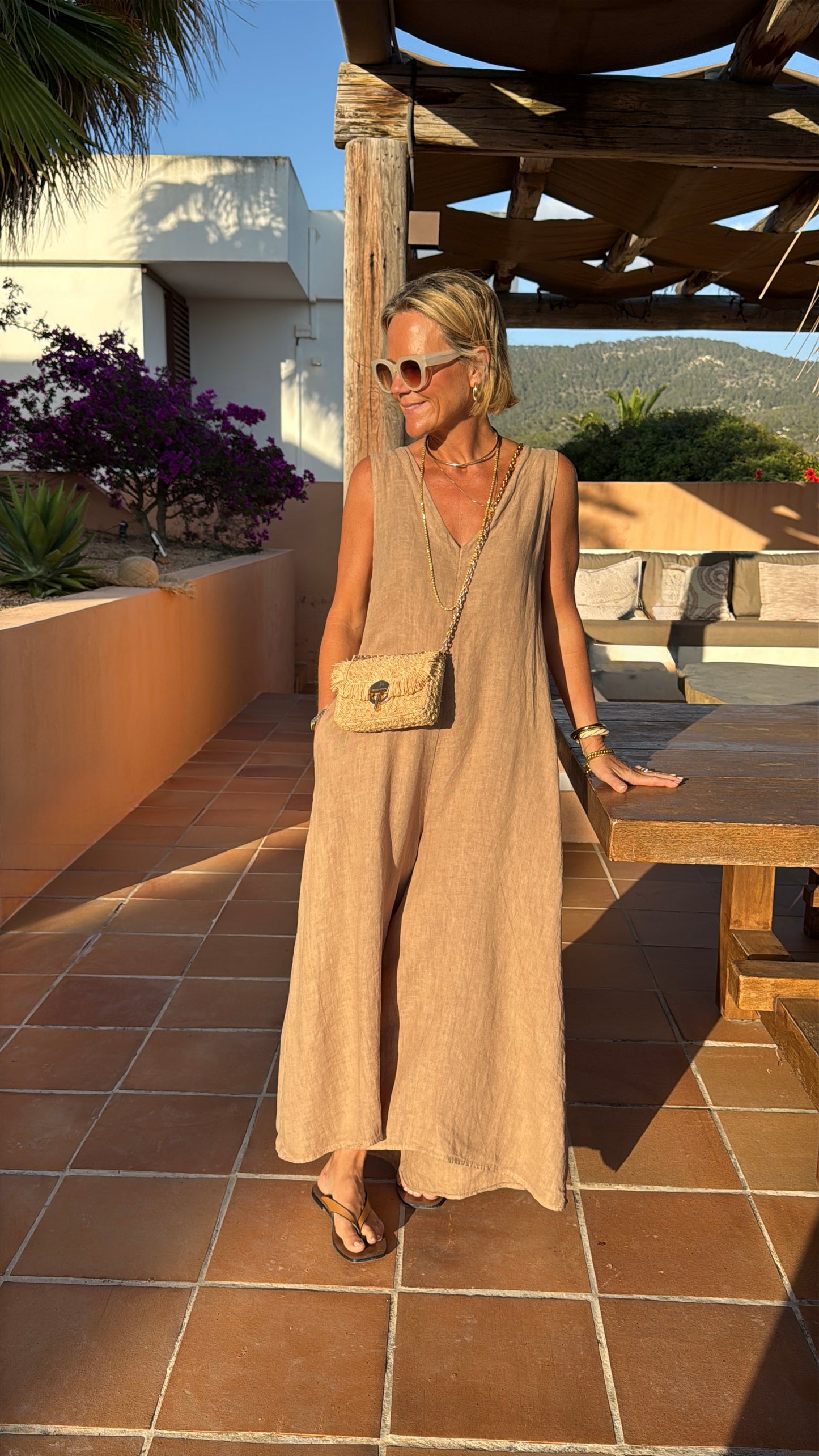 Caramel Linen Jumpsuit