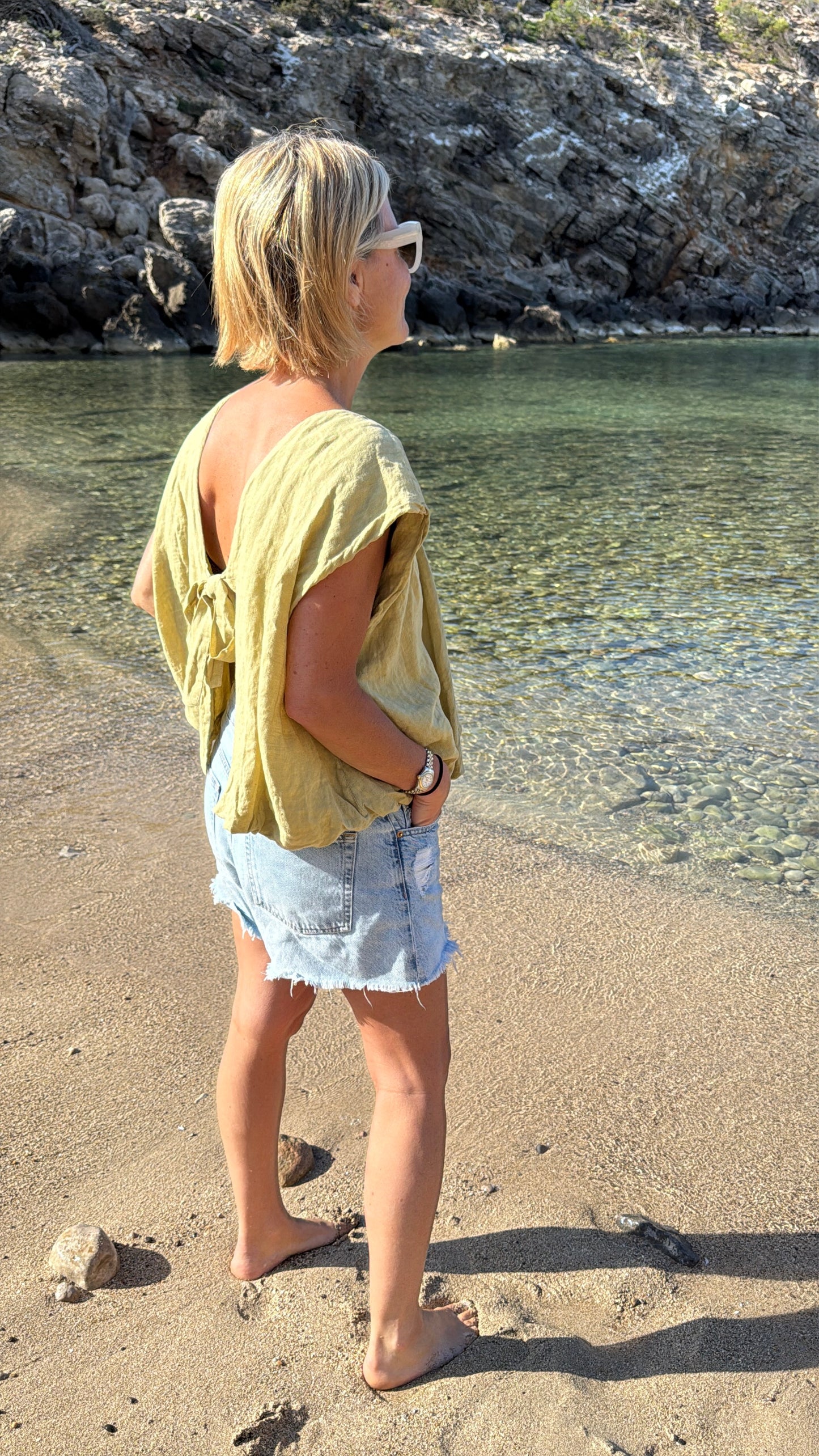 Pistachio Linen Bubble Top
