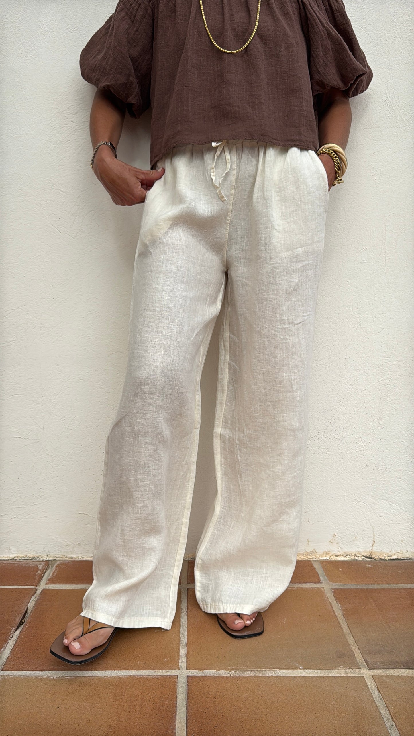 Cream Linen Trousers