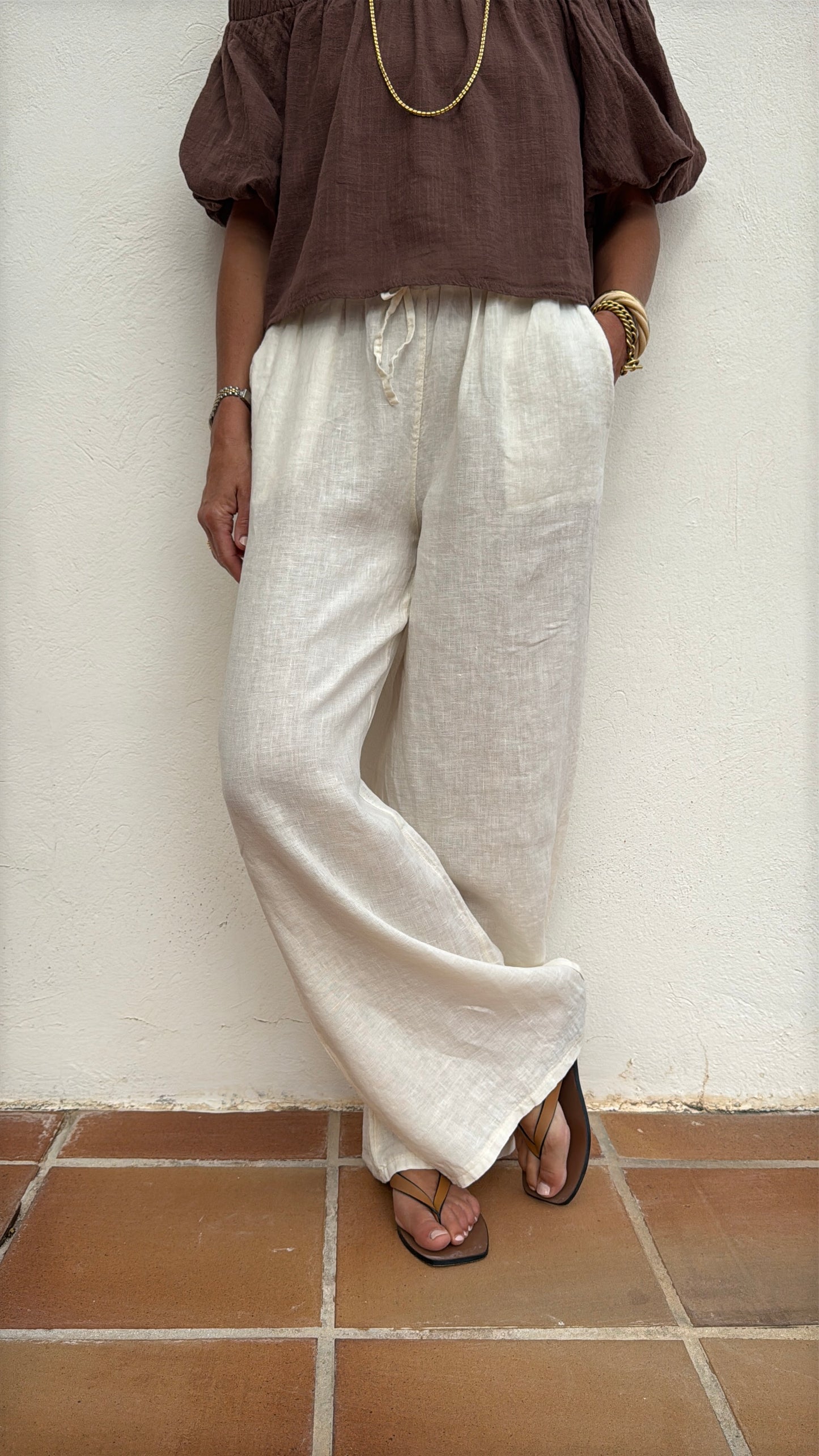 Cream Linen Trousers