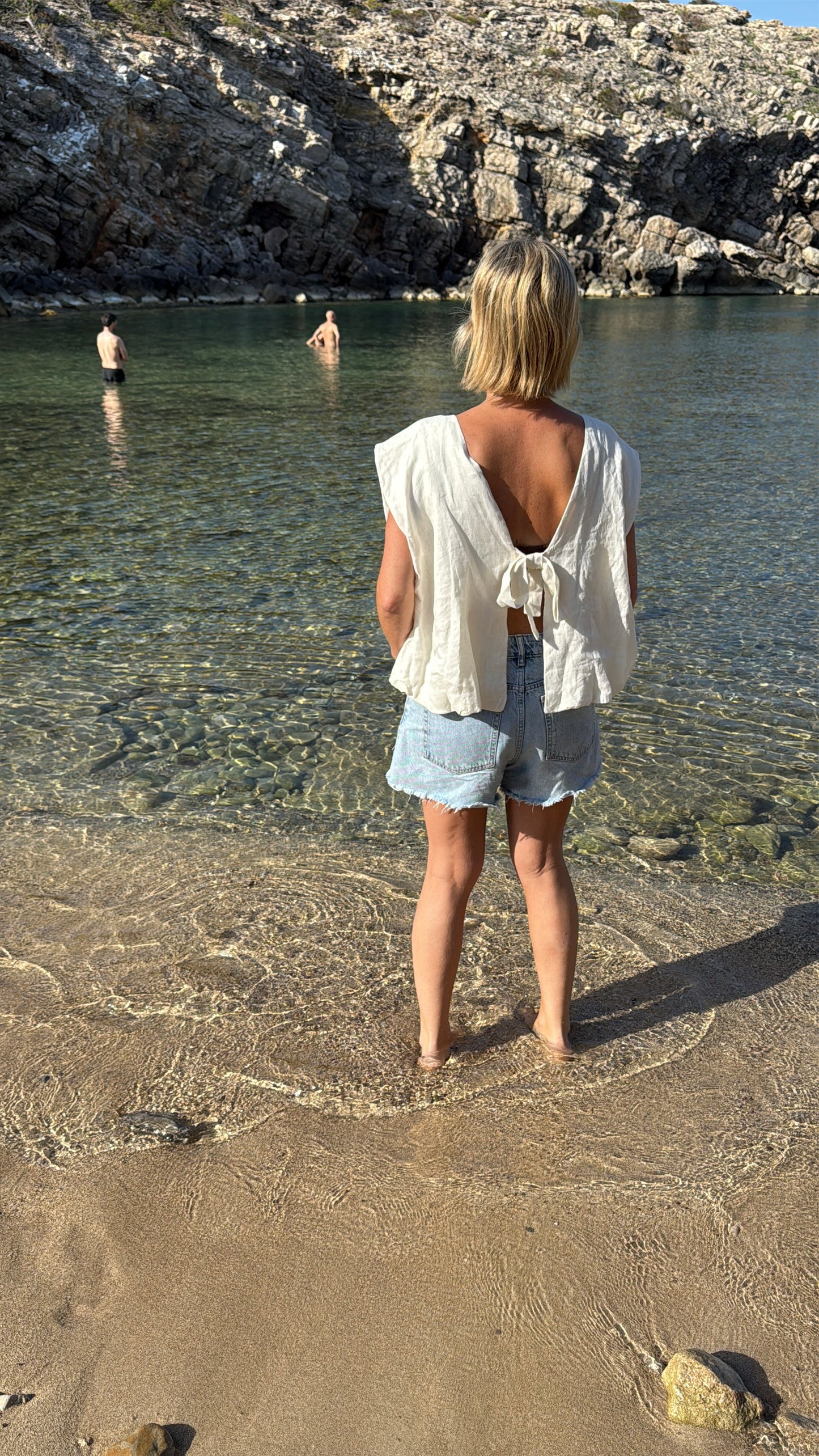 Cream Linen Bubble Top
