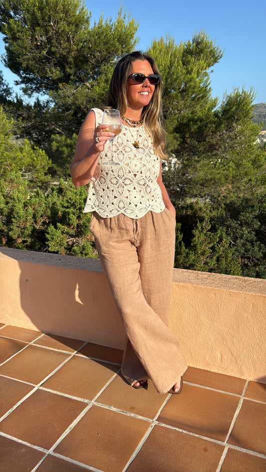 Camel Linen Trousers