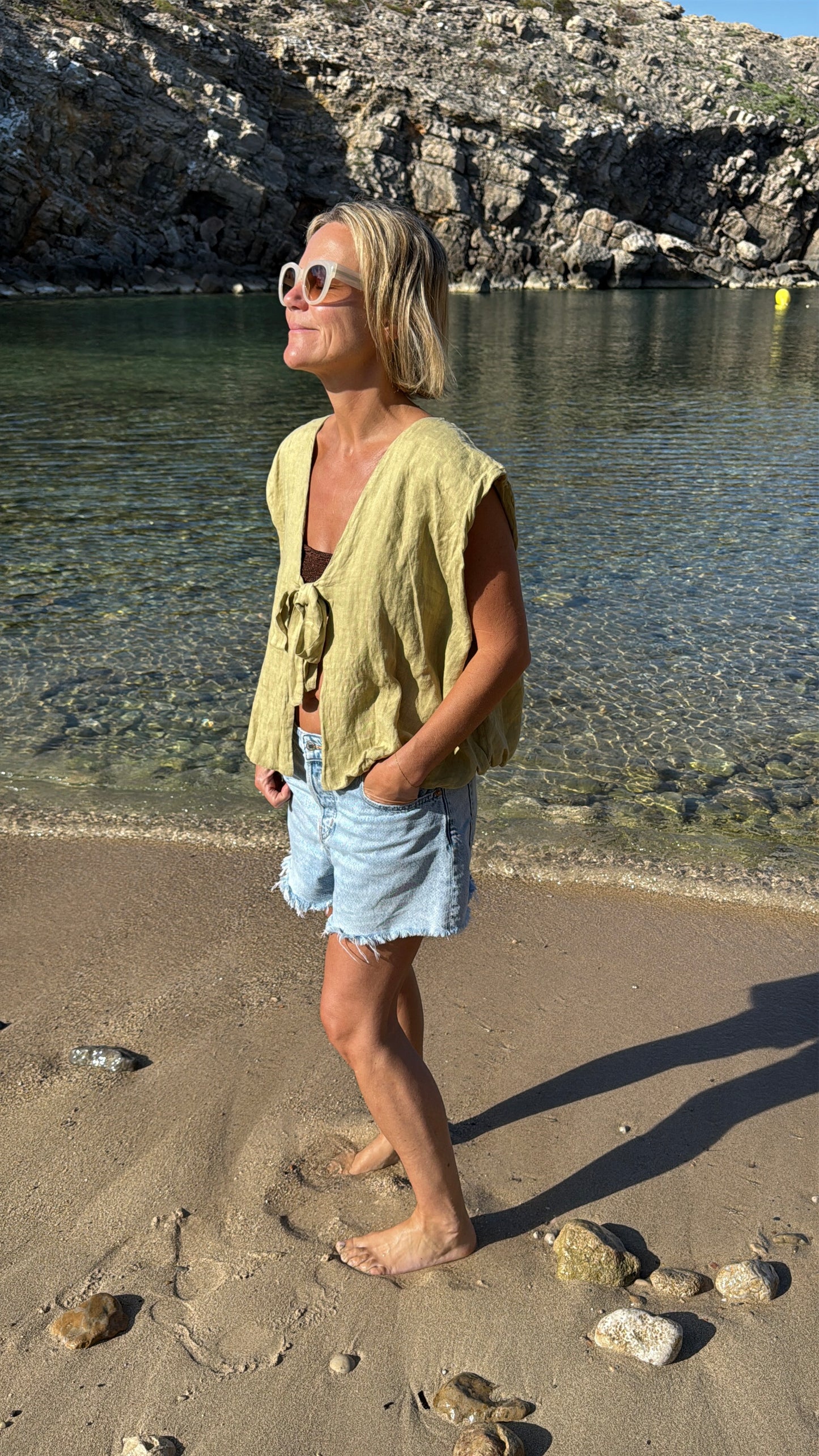 Pistachio Linen Bubble Top
