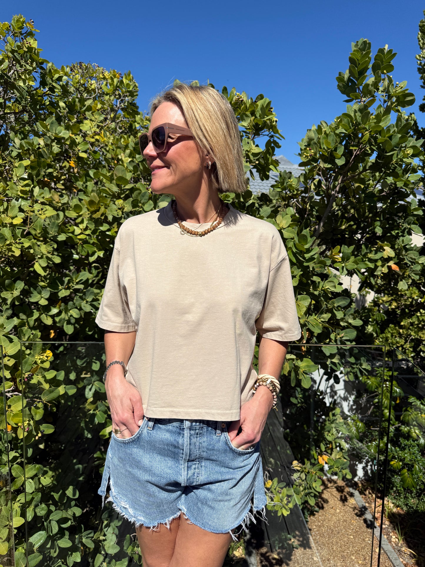Beige Boxy Tee