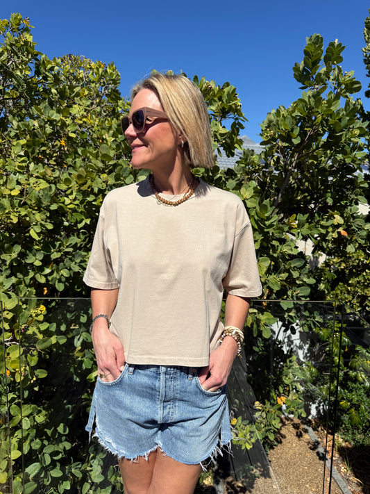 Beige Boxy Tee