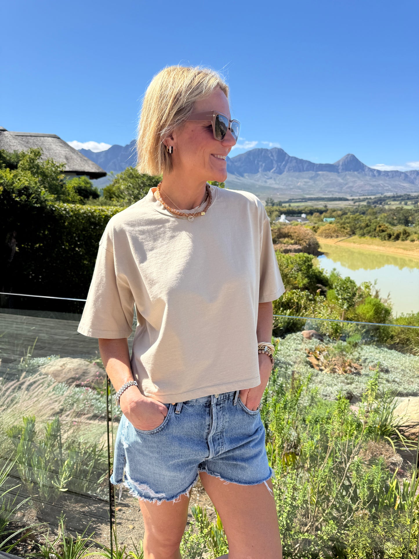 Beige Boxy Tee