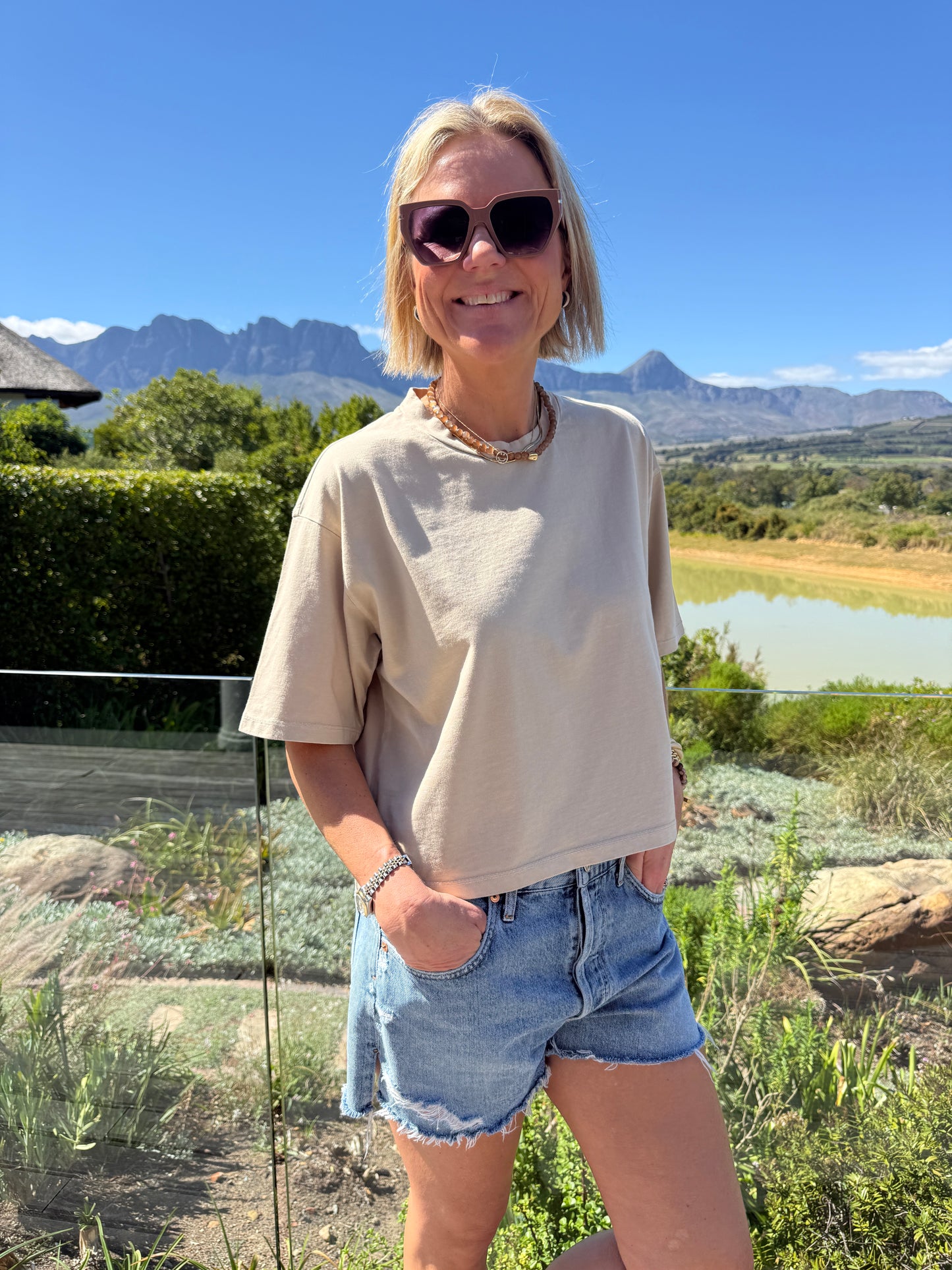 Beige Boxy Tee