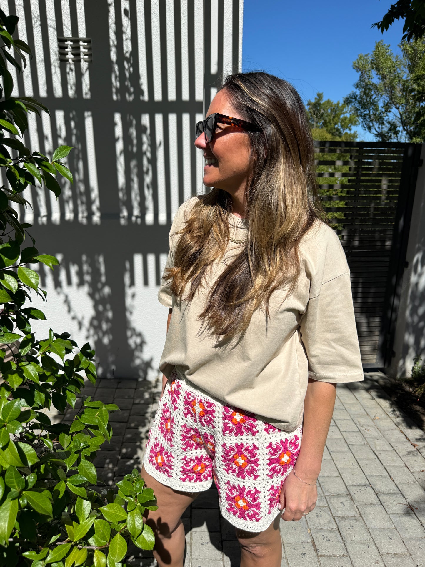 Fuchsia Crochet Shorts
