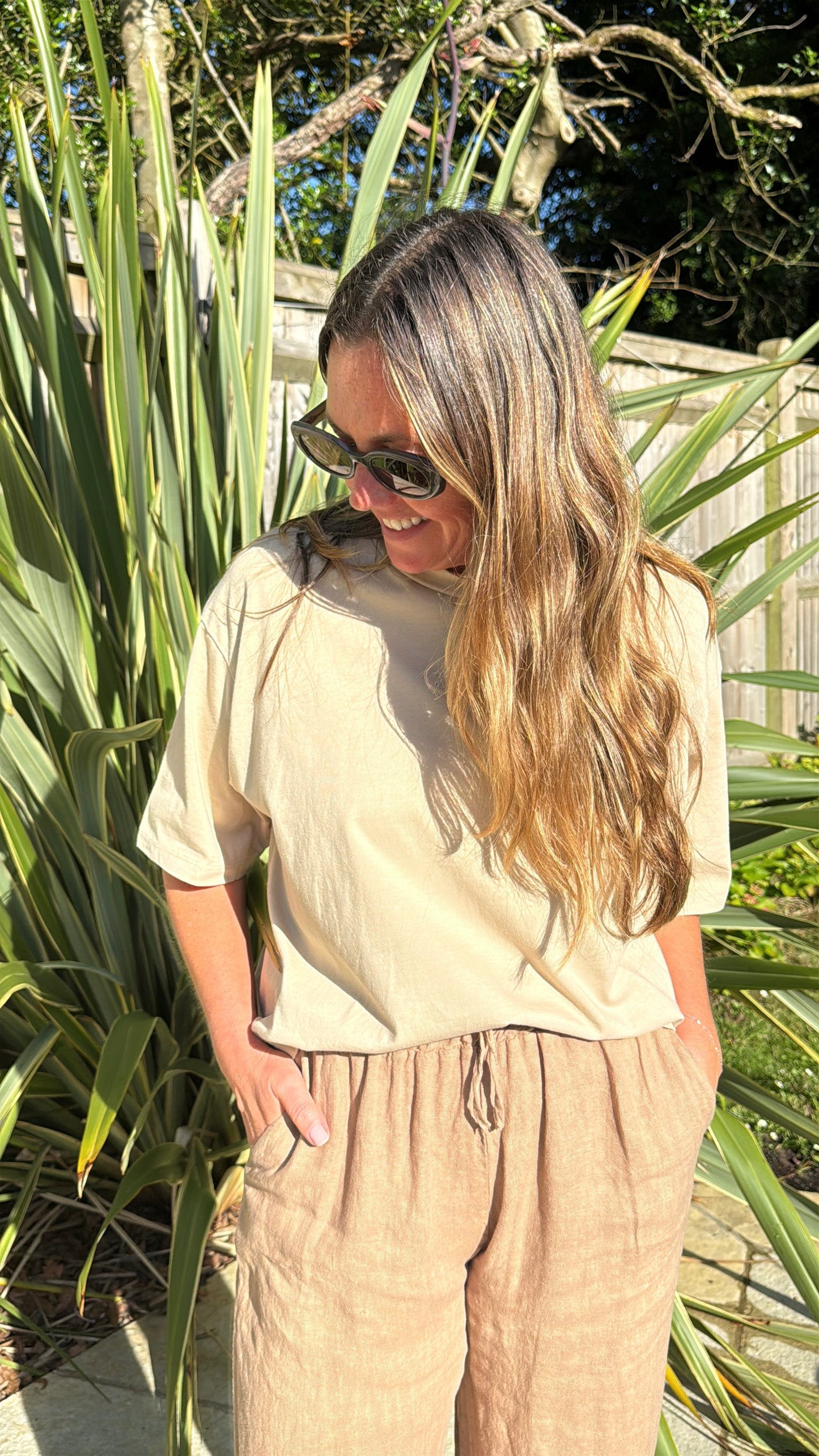 Beige Boxy Tee