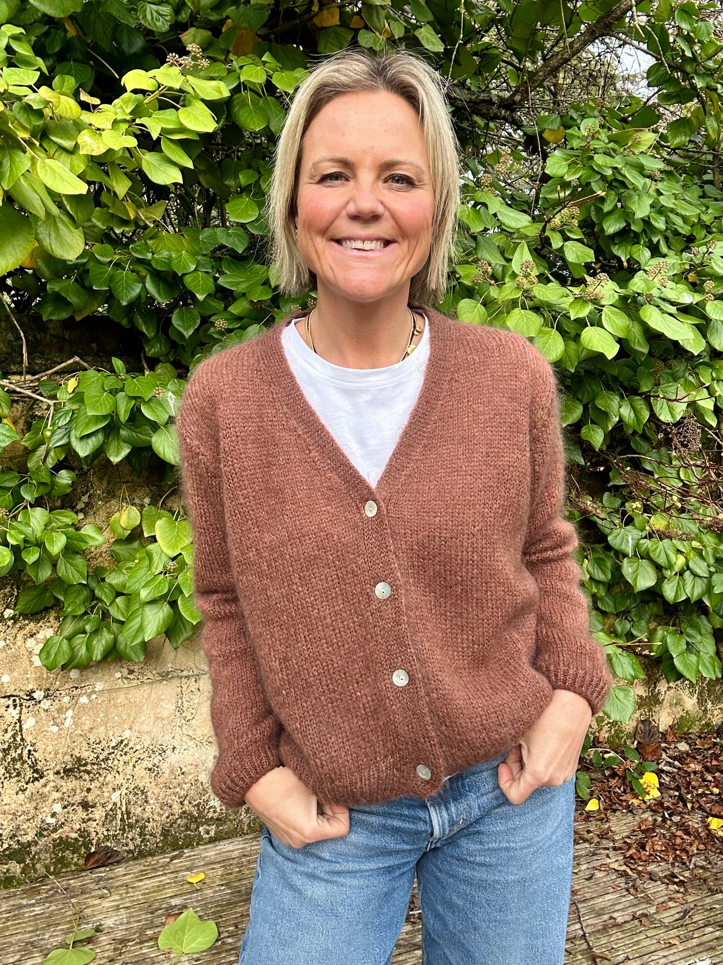 Chestnut Brown V-Neck Cardigan