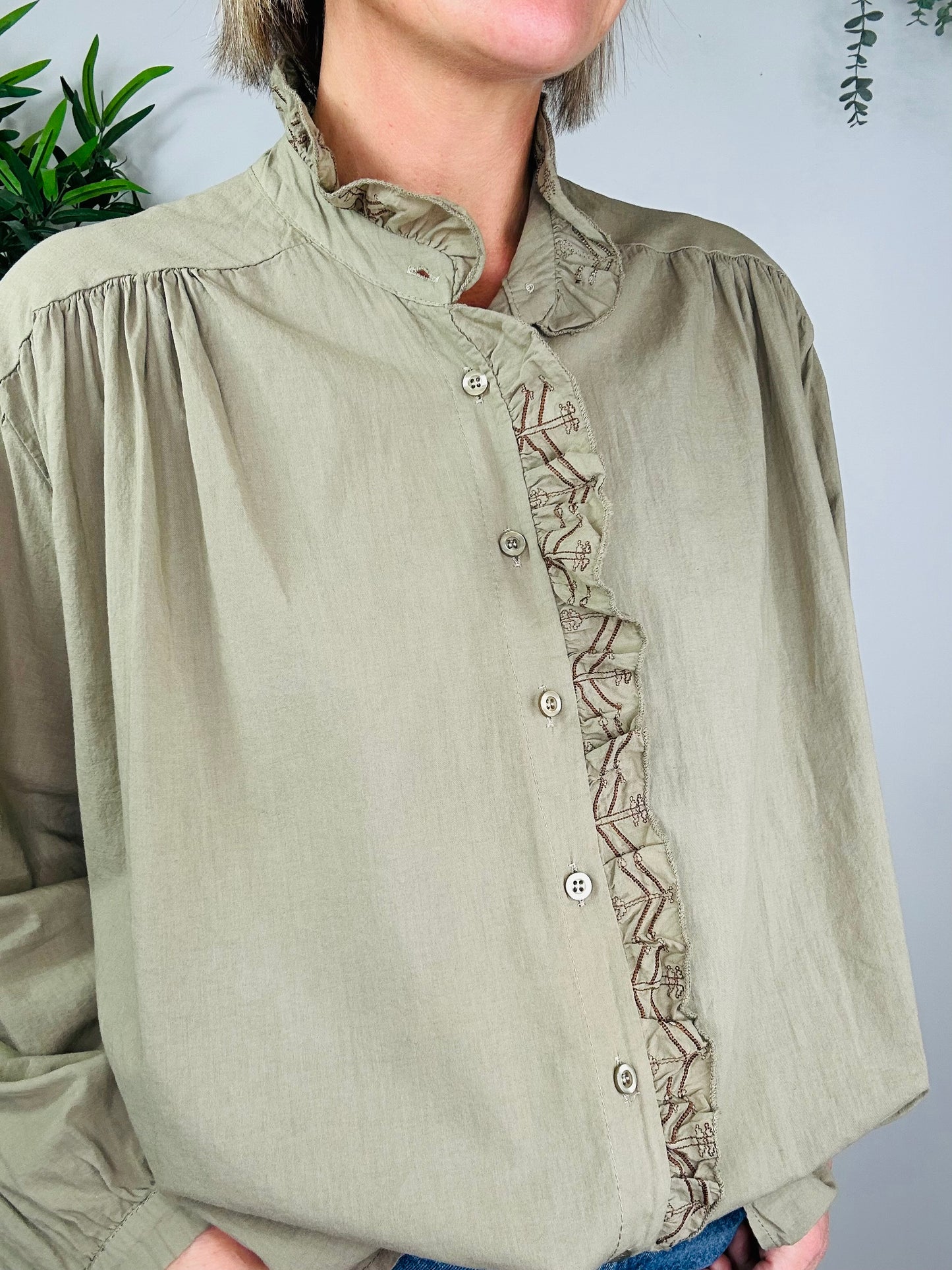 Khaki Embroidered Shirt