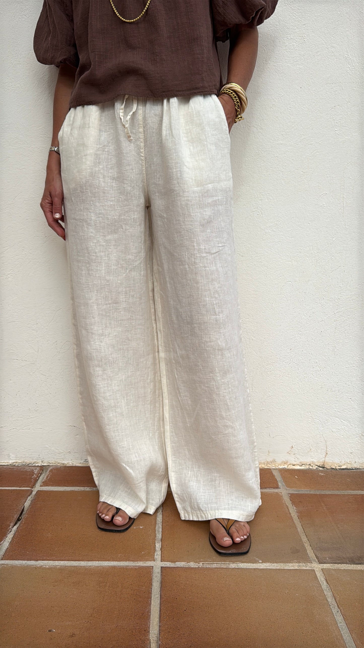 Cream Linen Trousers