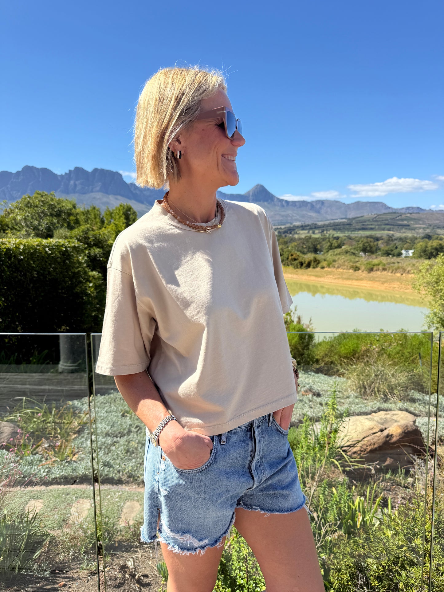 Beige Boxy Tee