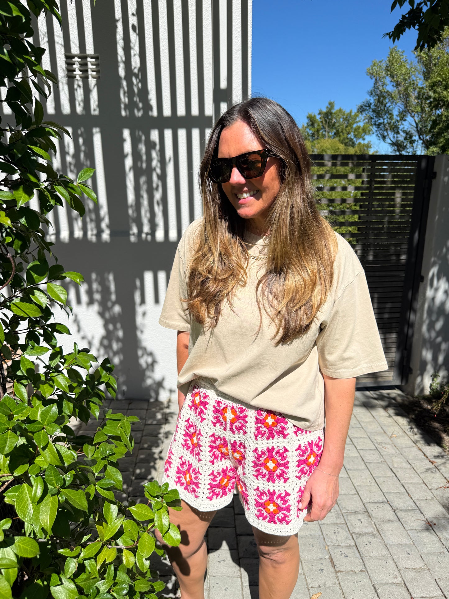Fuchsia Crochet Shorts