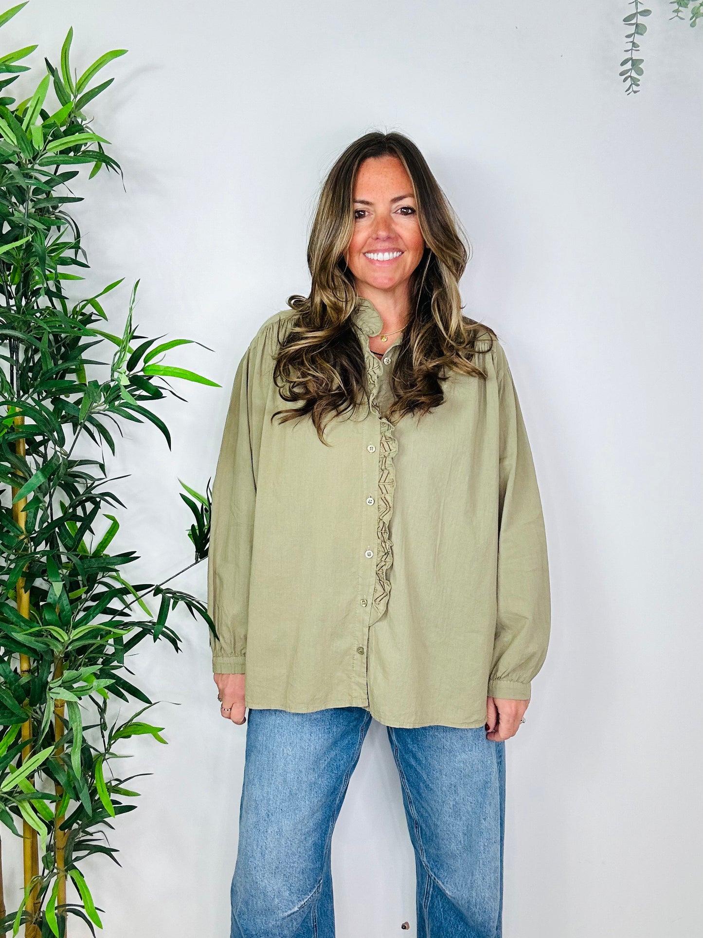 Khaki Embroidered Shirt