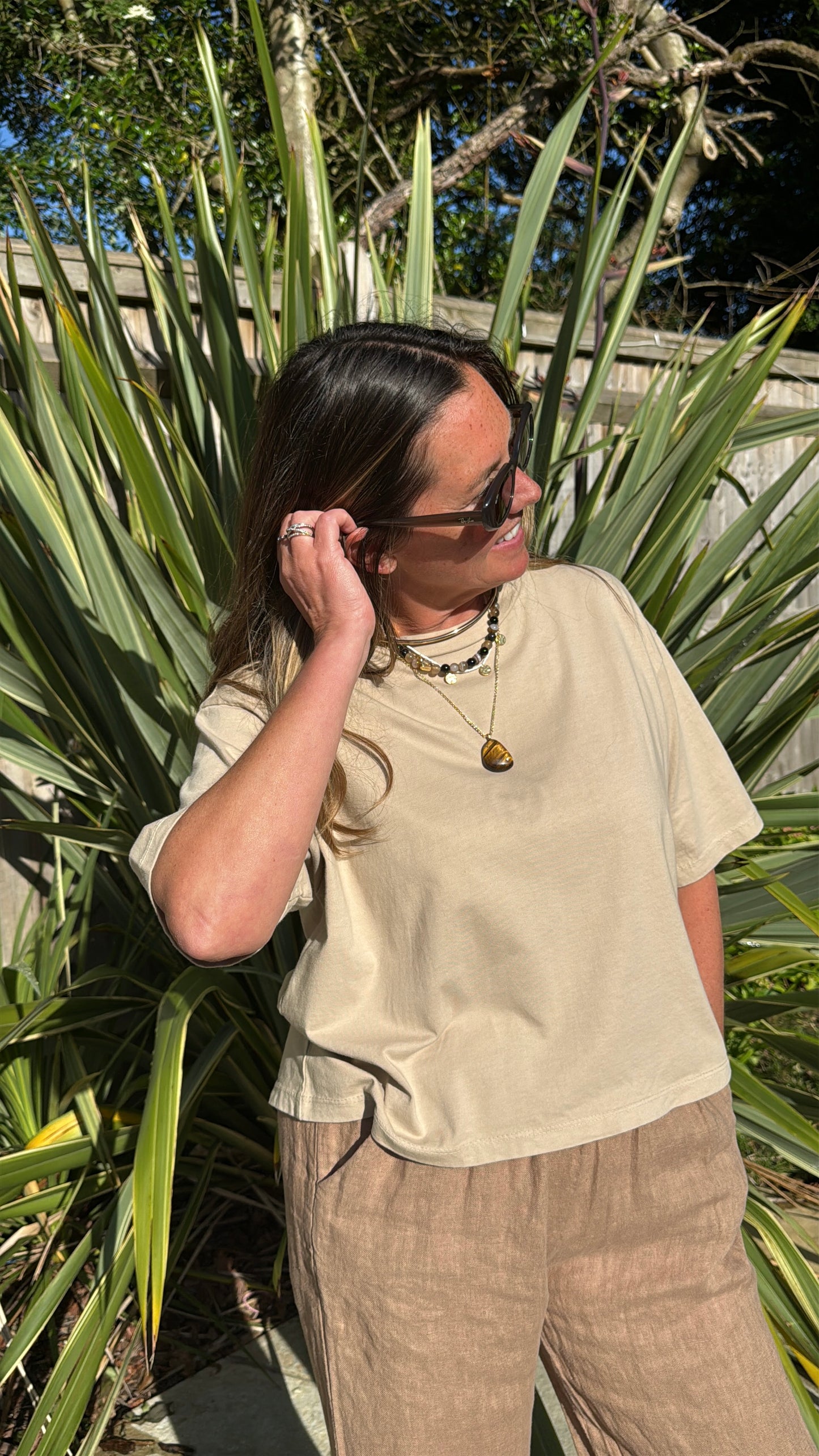 Beige Boxy Tee