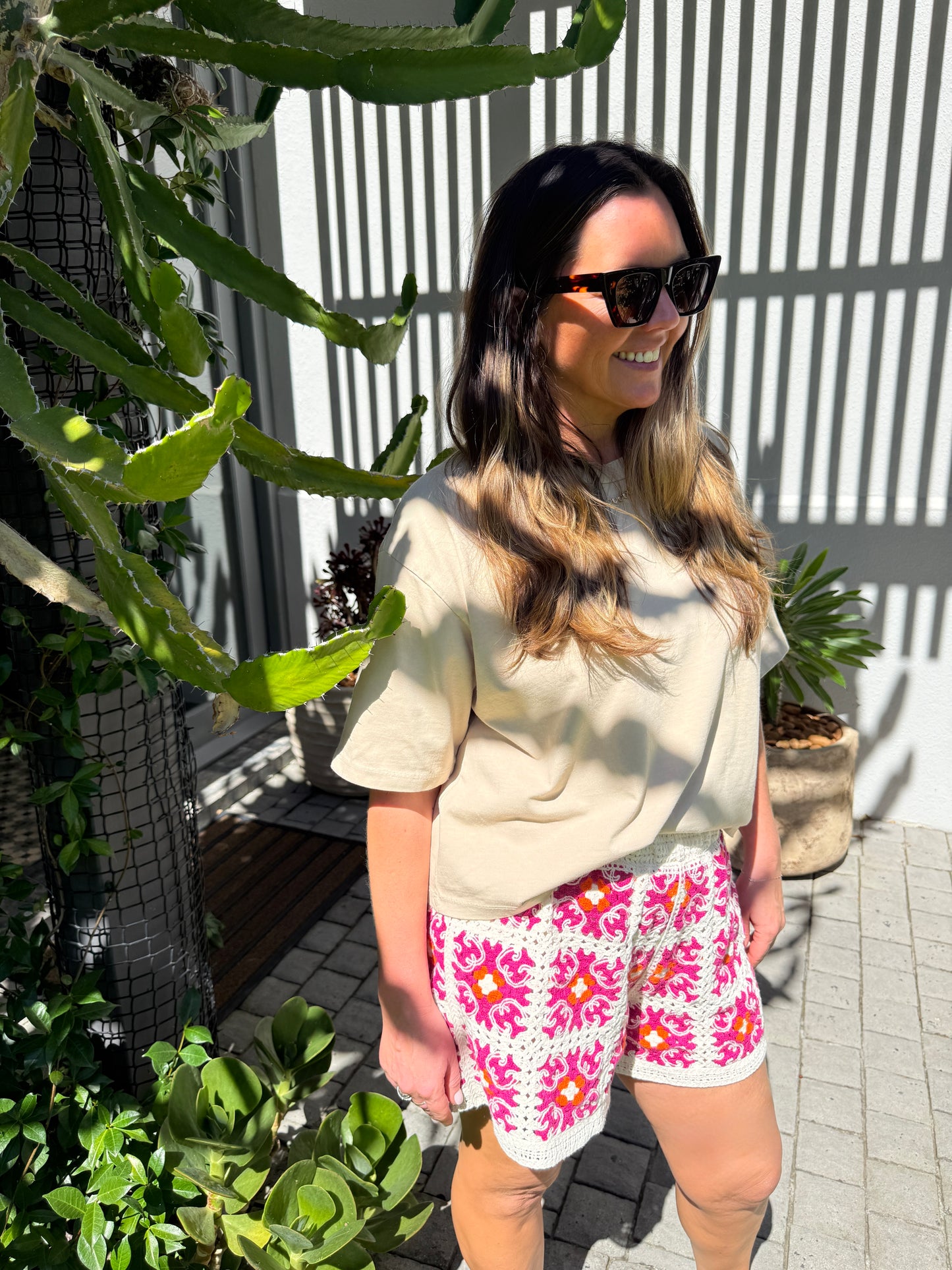 Fuchsia Crochet Shorts