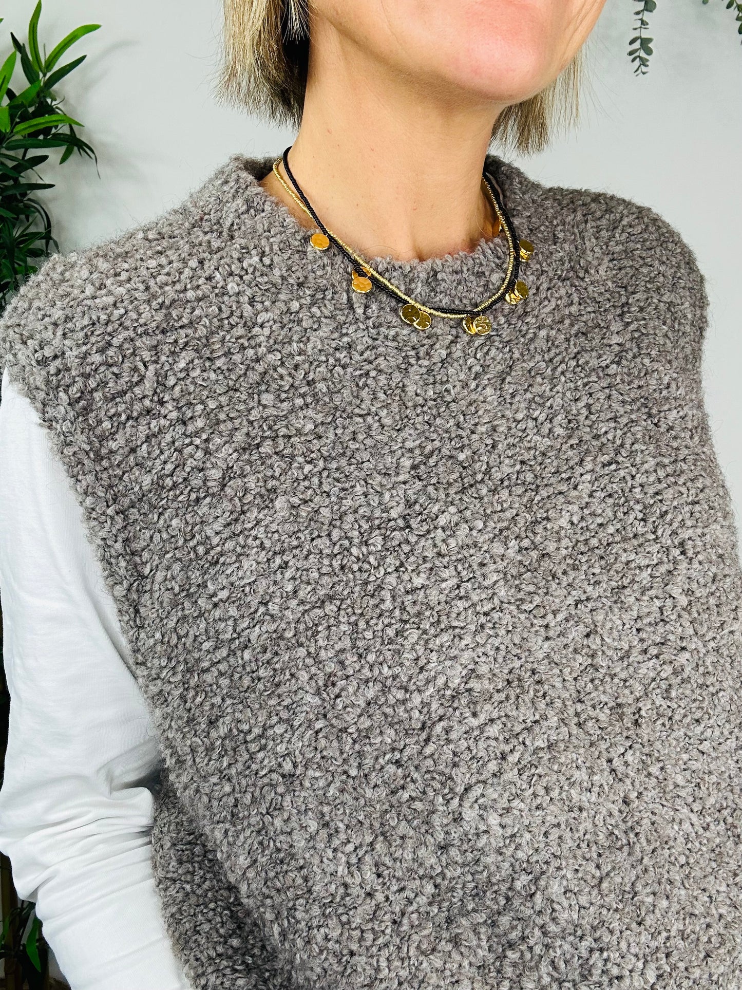 Oatmeal Grey Boucle Vest