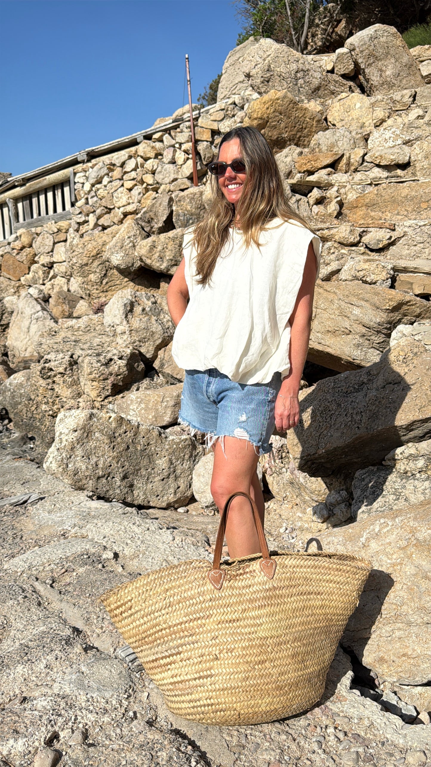 Cream Linen Bubble Top