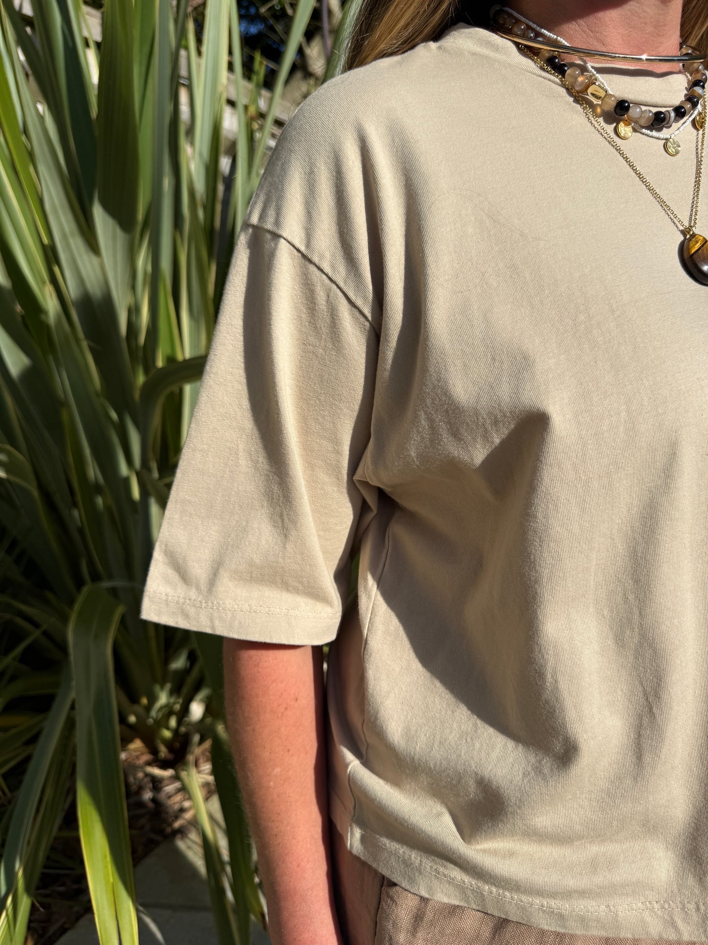 Beige Boxy Tee