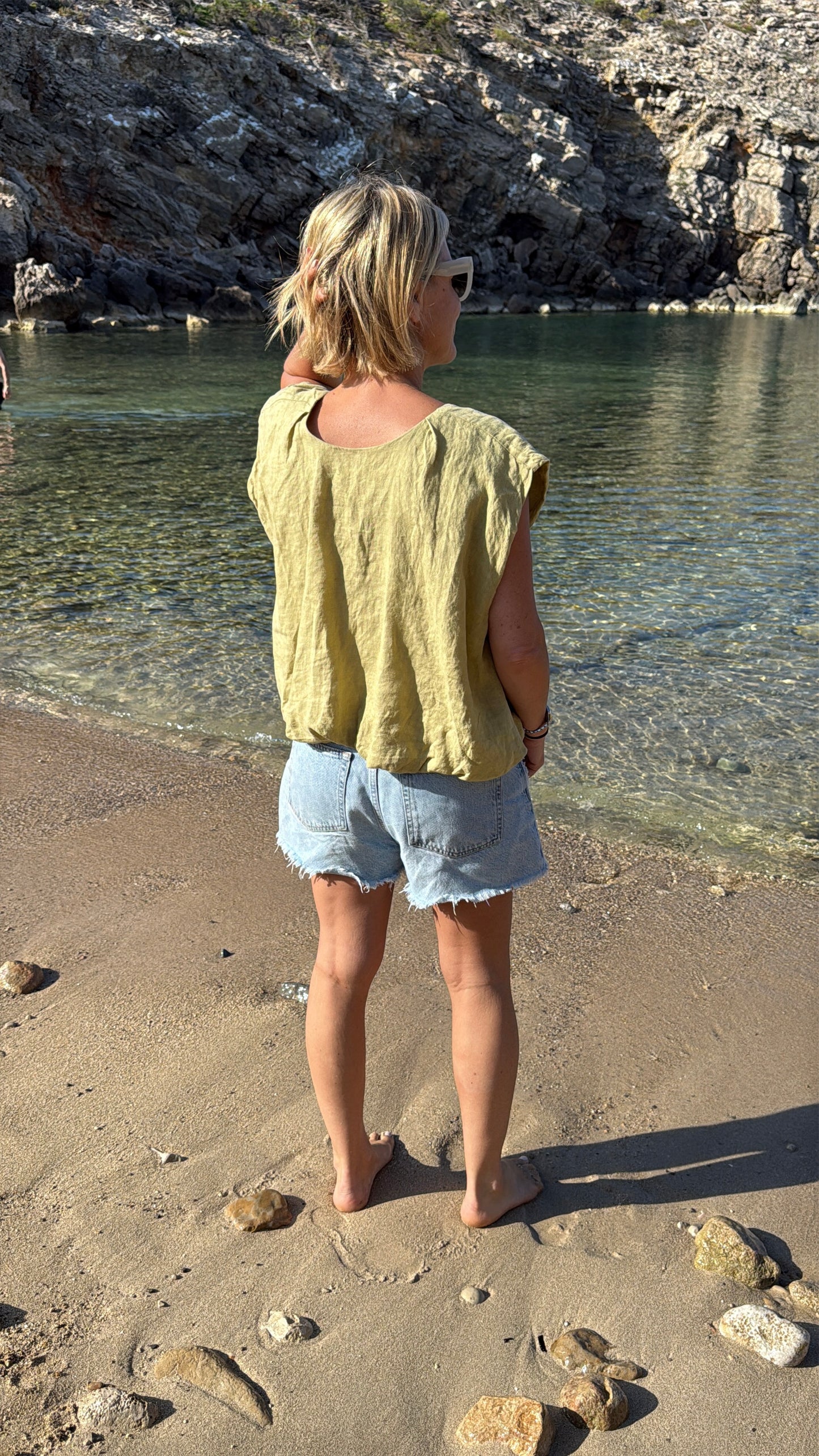 Pistachio Linen Bubble Top