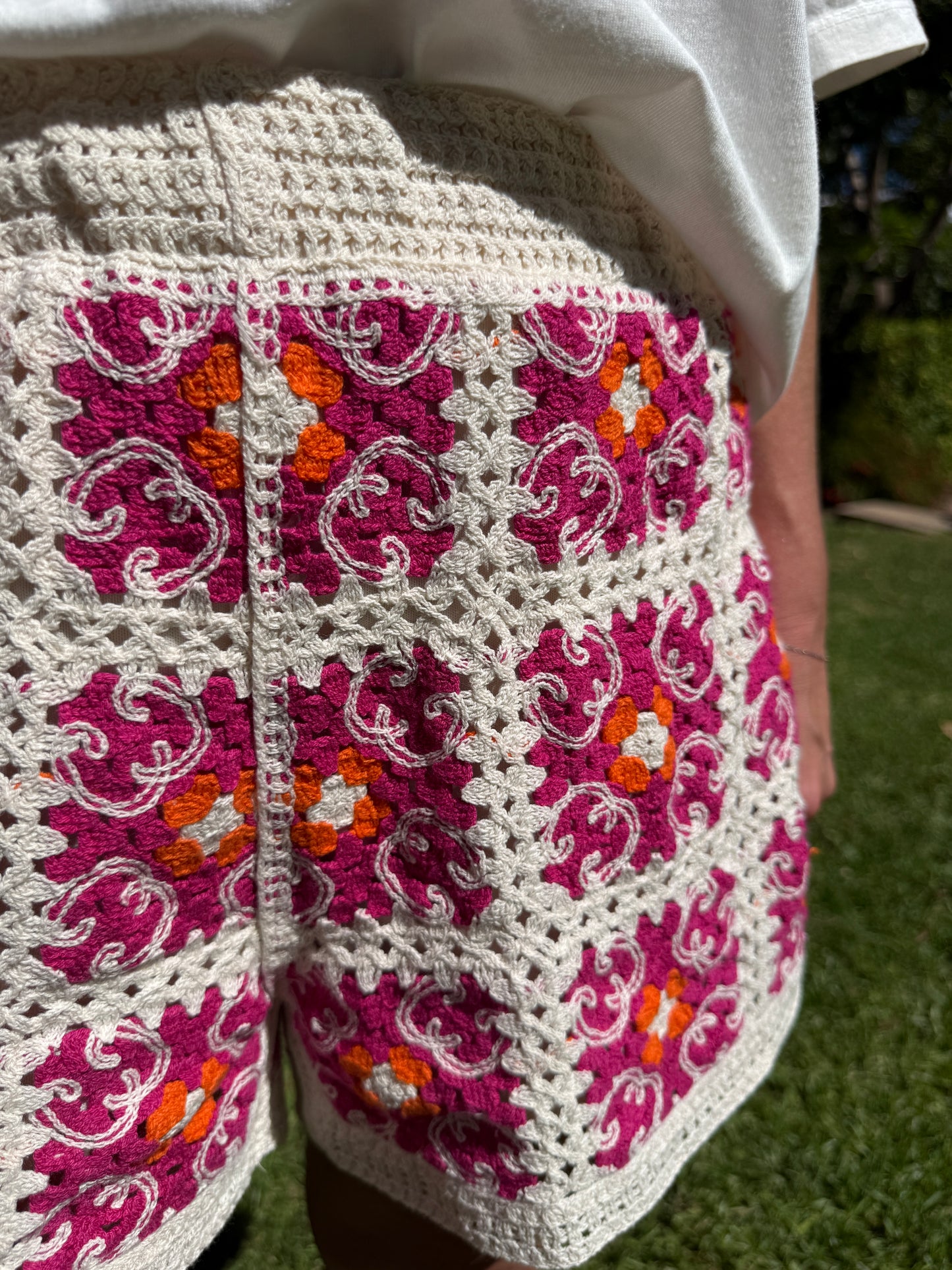 Fuchsia Crochet Shorts
