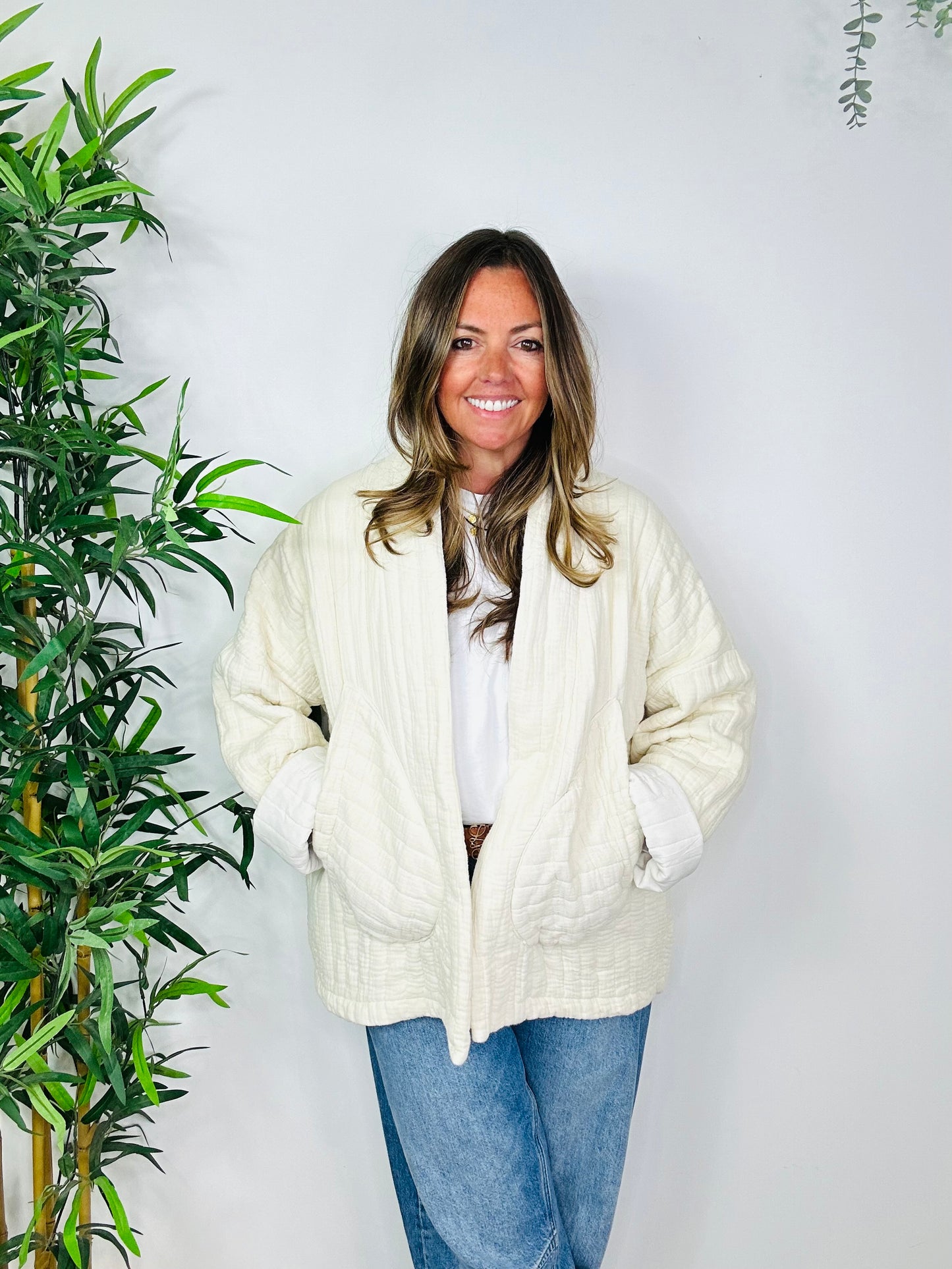 Cream Quilted Jacket