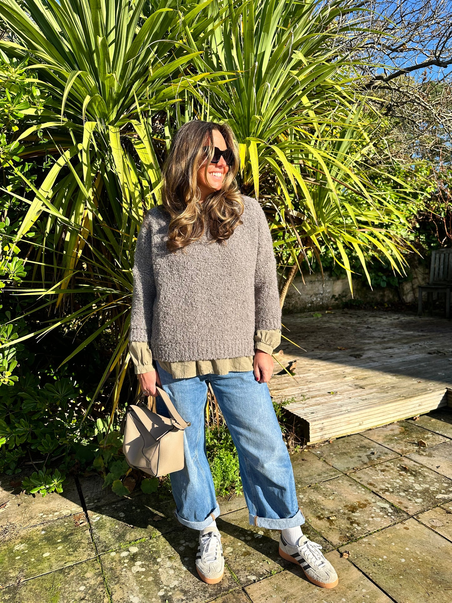 Oatmeal Grey Boucle Jumper