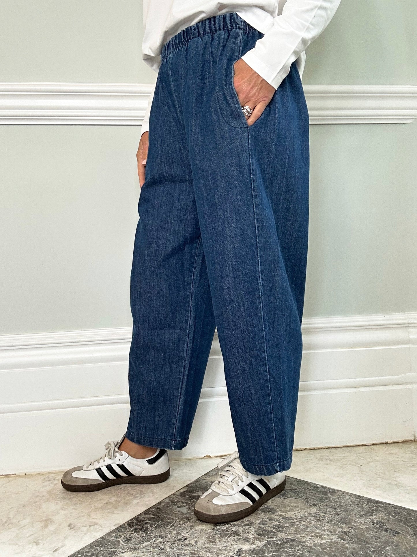 Denim Barrel Leg Trousers