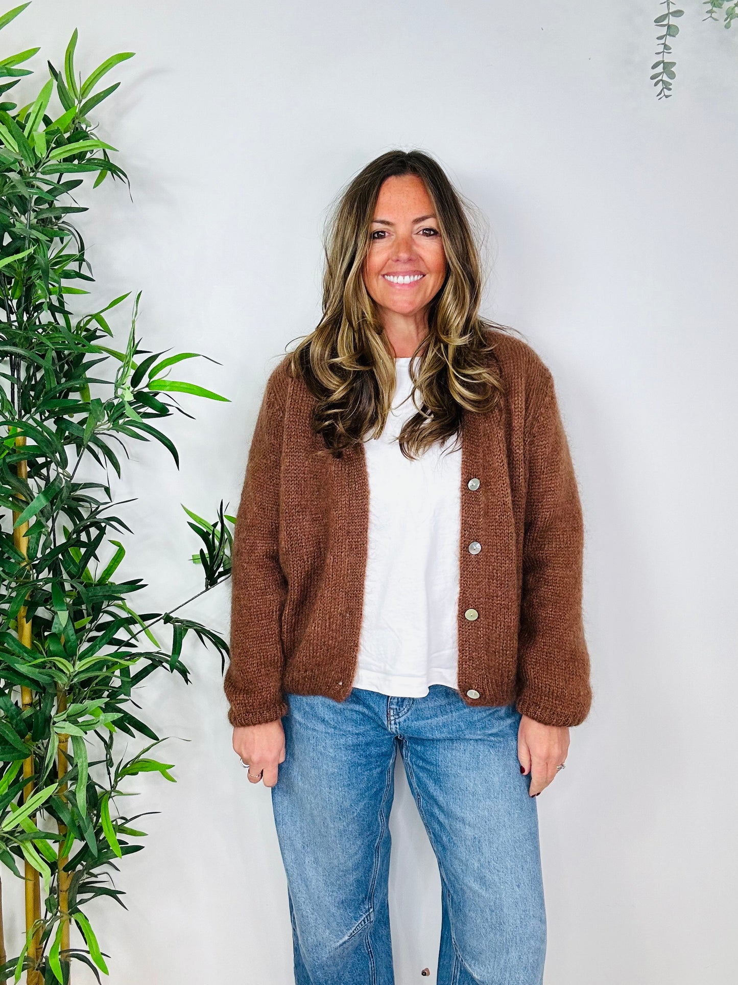 Chestnut Brown V-Neck Cardigan