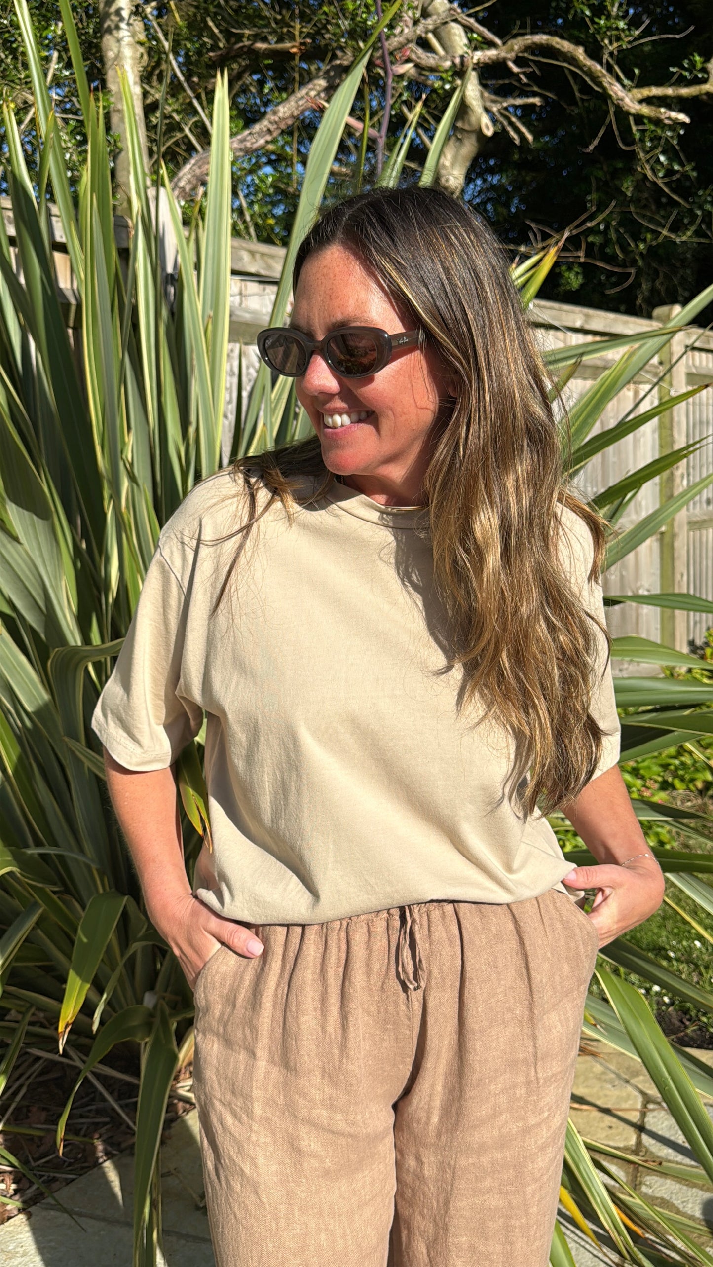Beige Boxy Tee