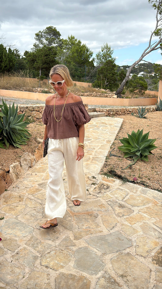 Cream Linen Trousers