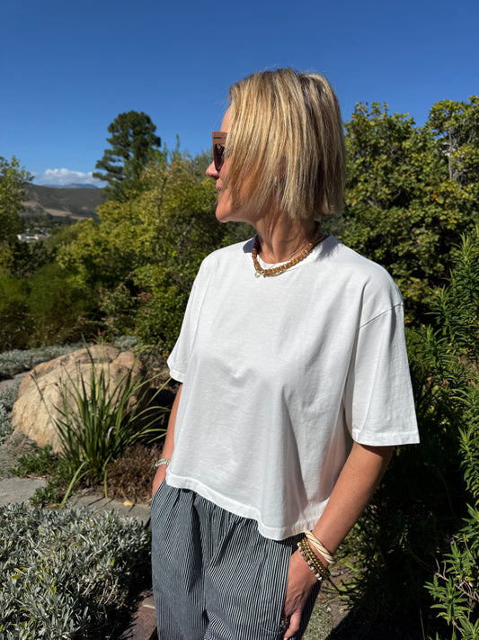 White Boxy Tee