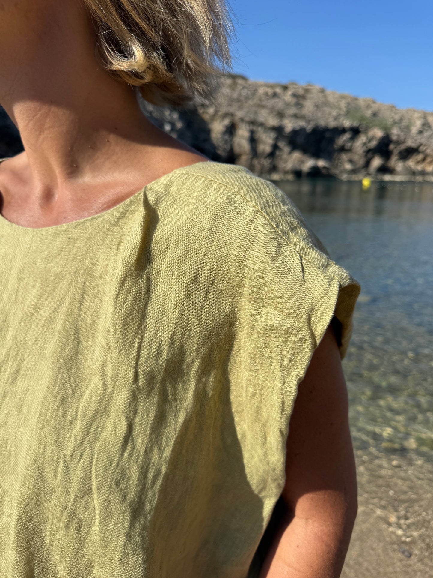 Pistachio Linen Bubble Top