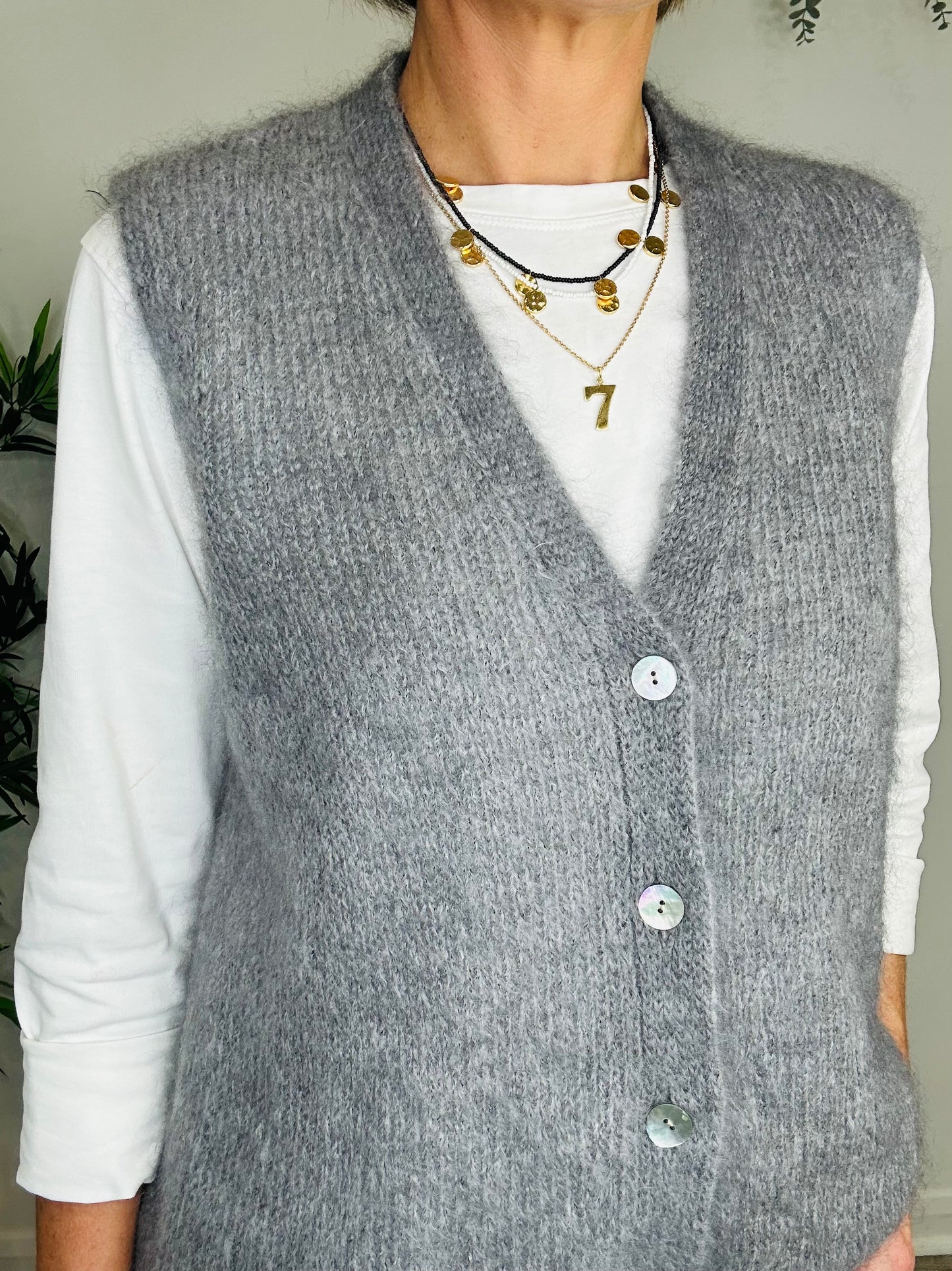 Grey Sleeveless Cardigan