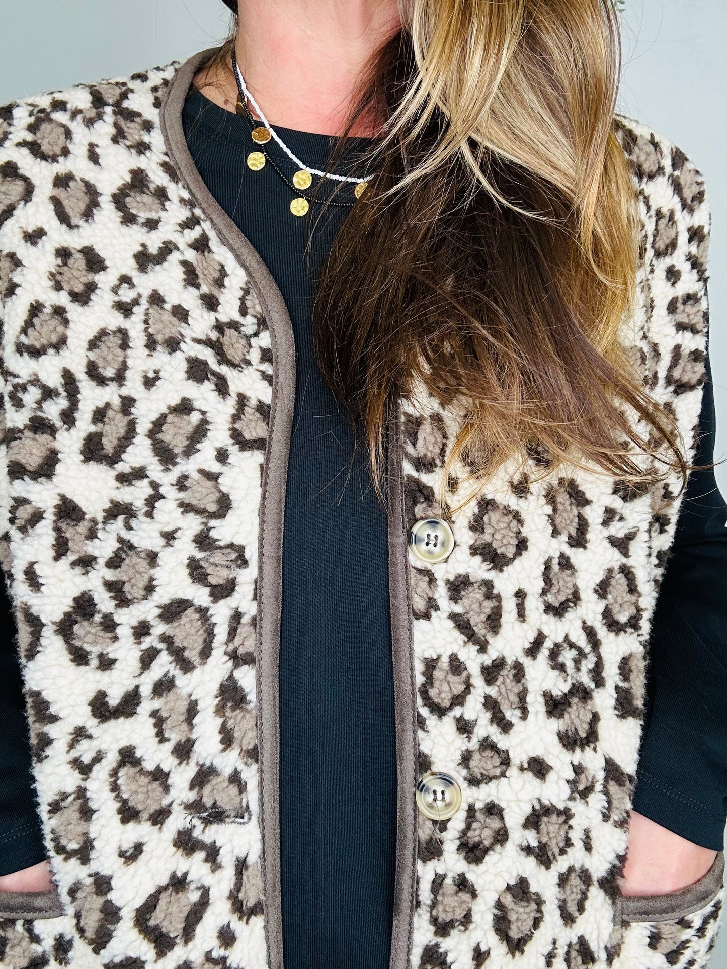 Leopard Print Borg Gilet