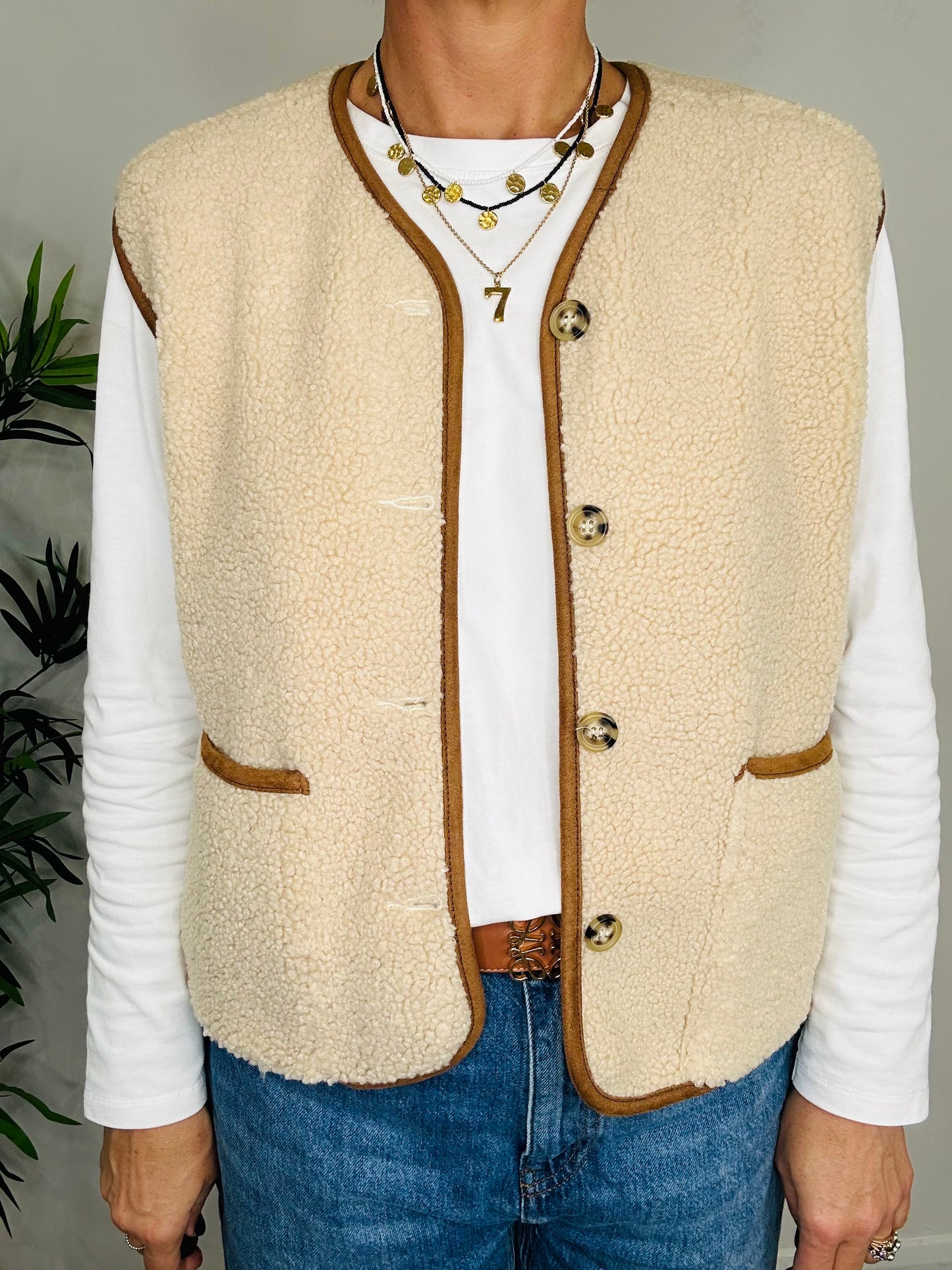 Cream Borg Gilet