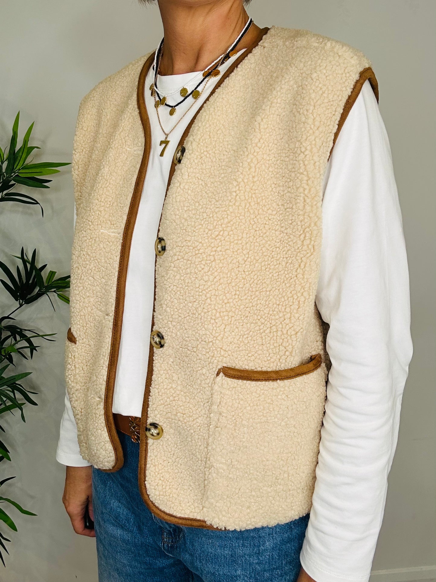 Cream Borg Gilet