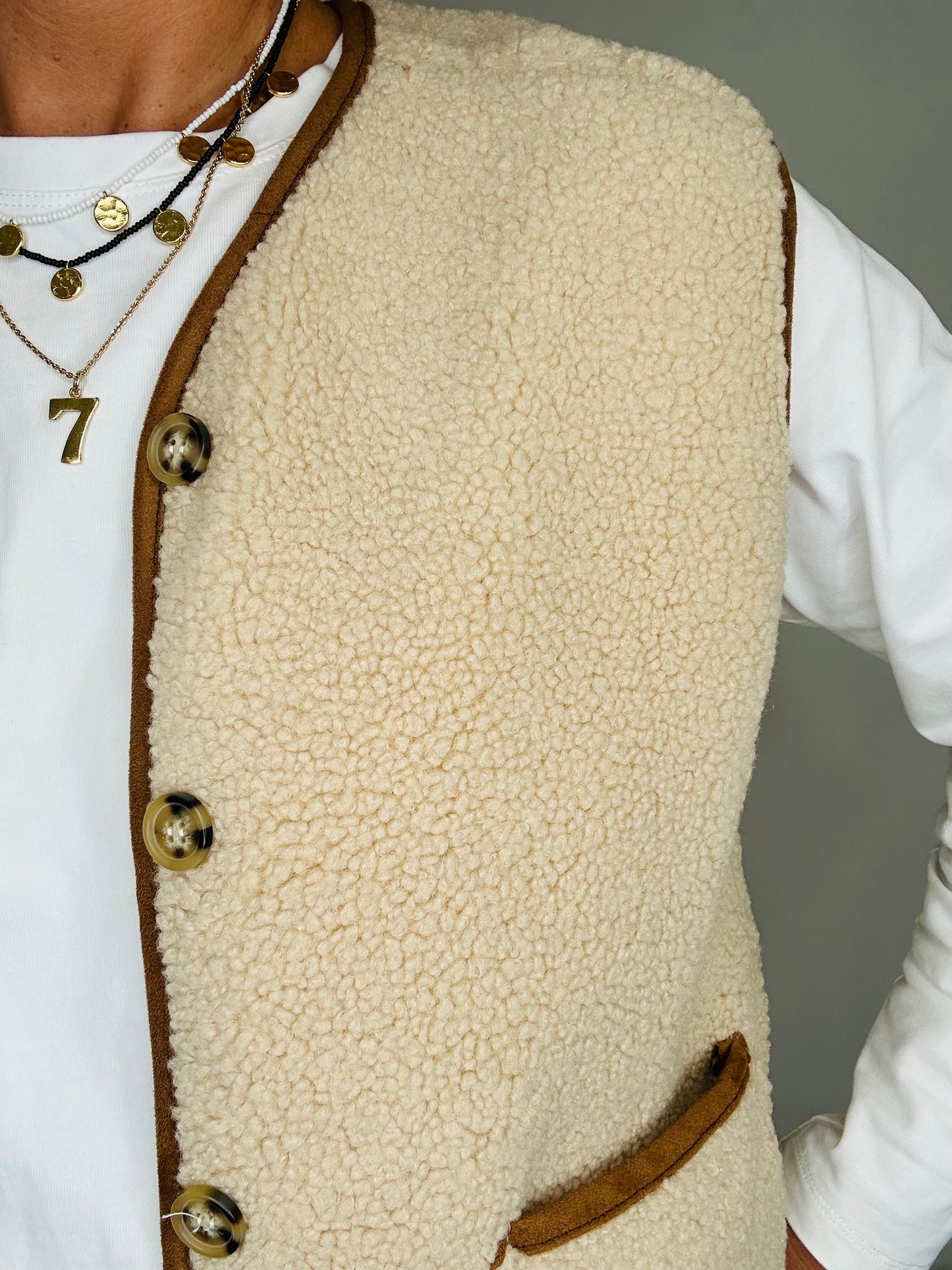 Cream Borg Gilet