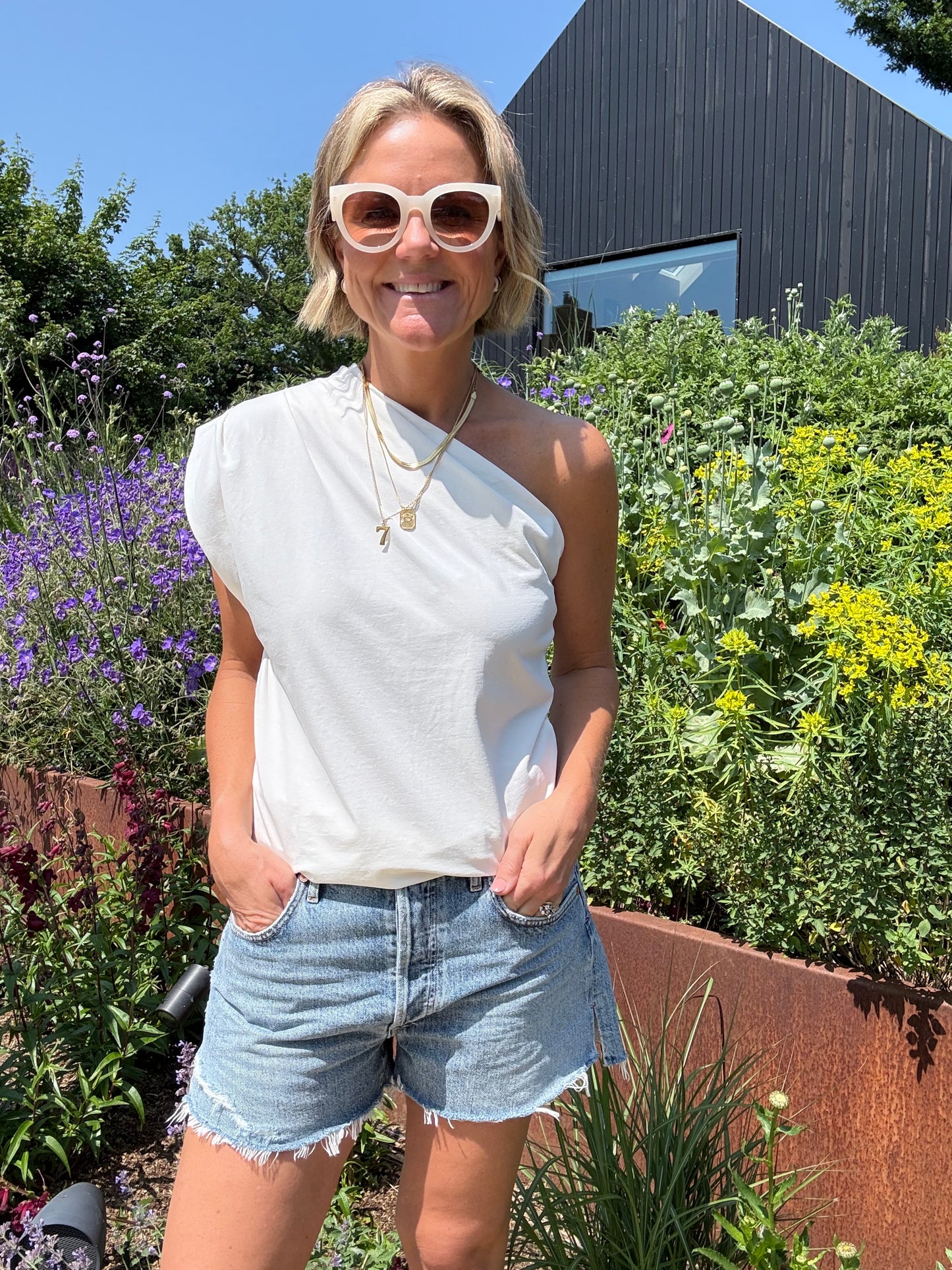 Cream One Shoulder Top