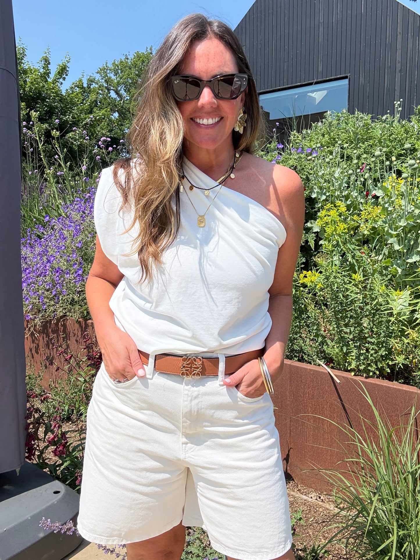 Cream One Shoulder Top