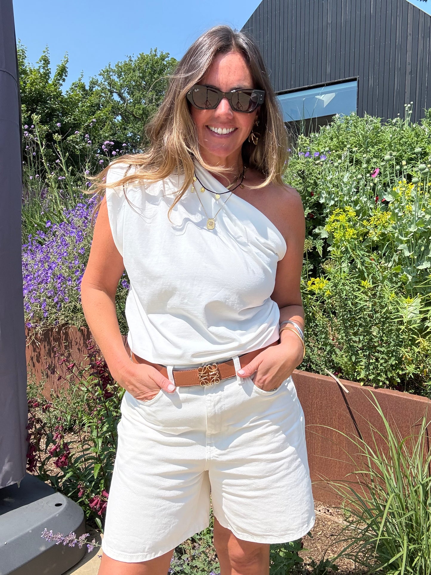 Cream One Shoulder Top