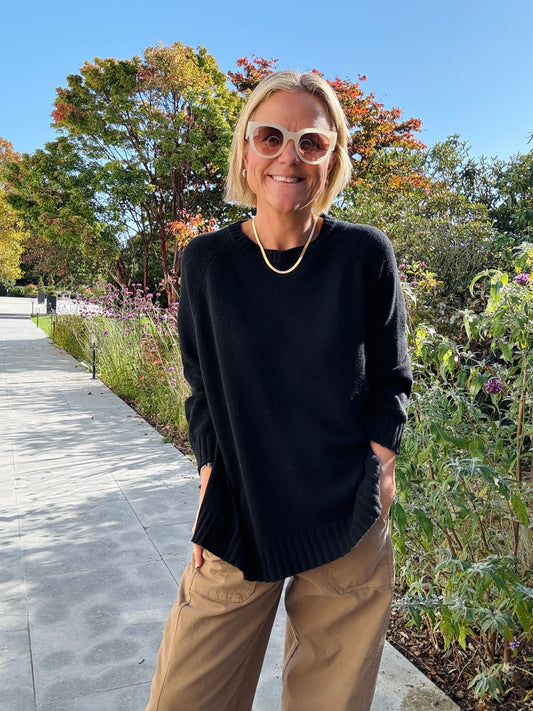 Black Relaxed Wool Jumper